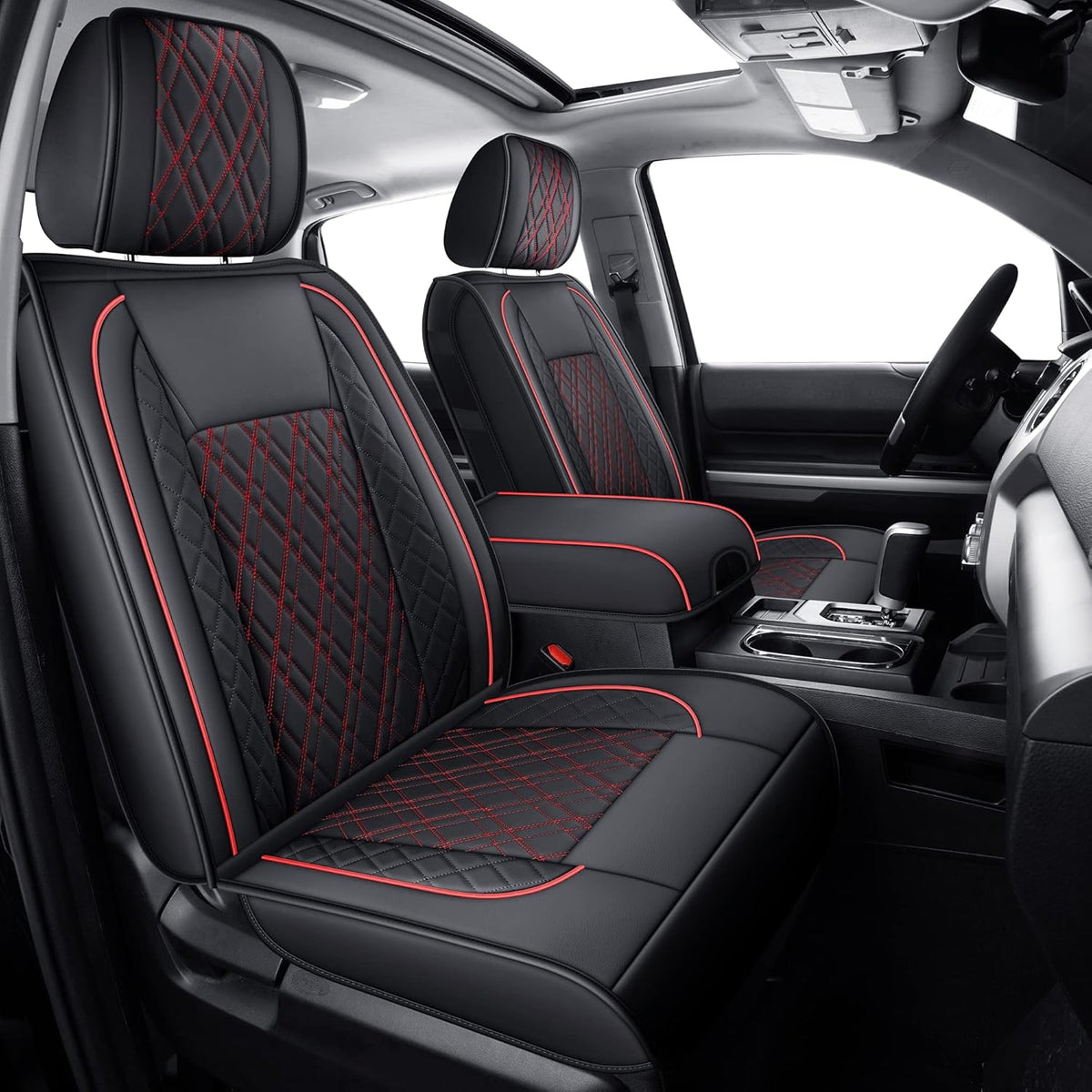 Gray Faux Leather Seat Covers Full Set T6922