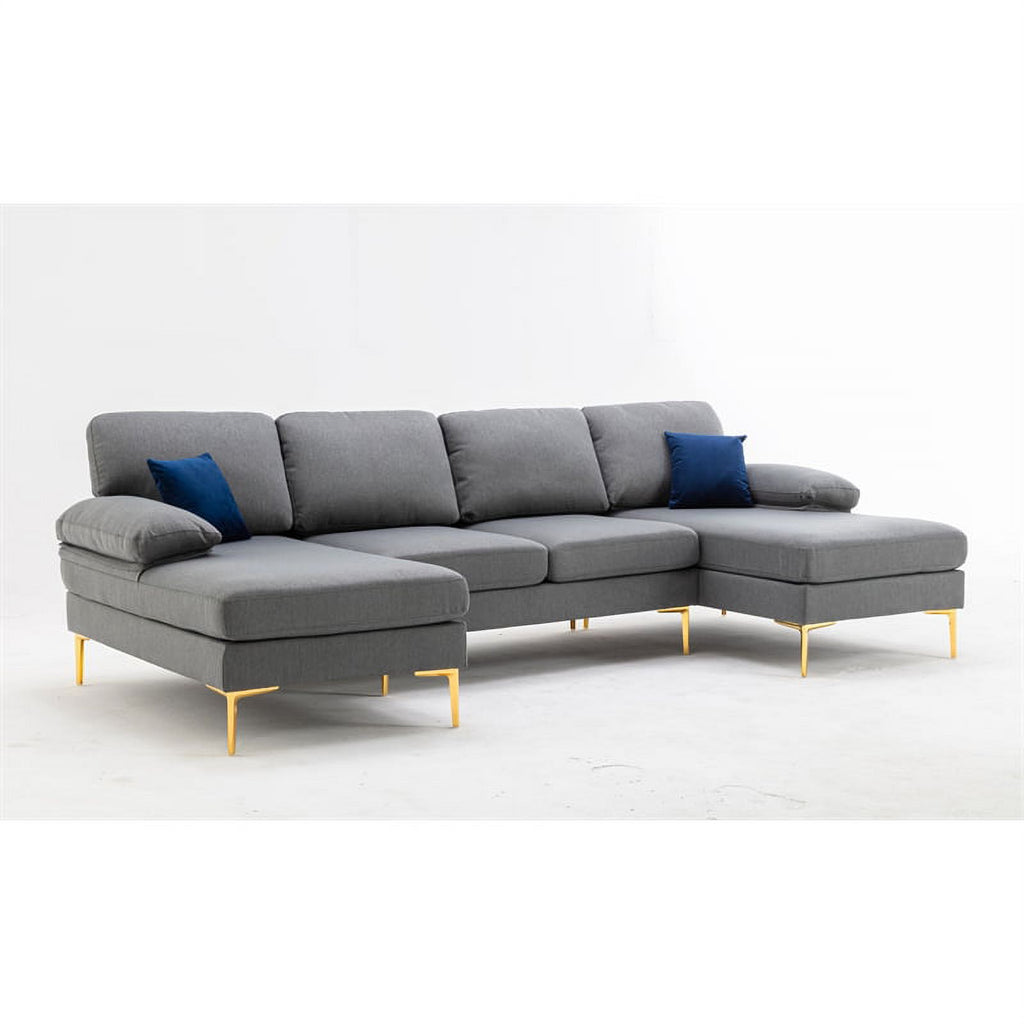 Gray Fabric Linen Blend Sectional Sofa with Chaise B290227