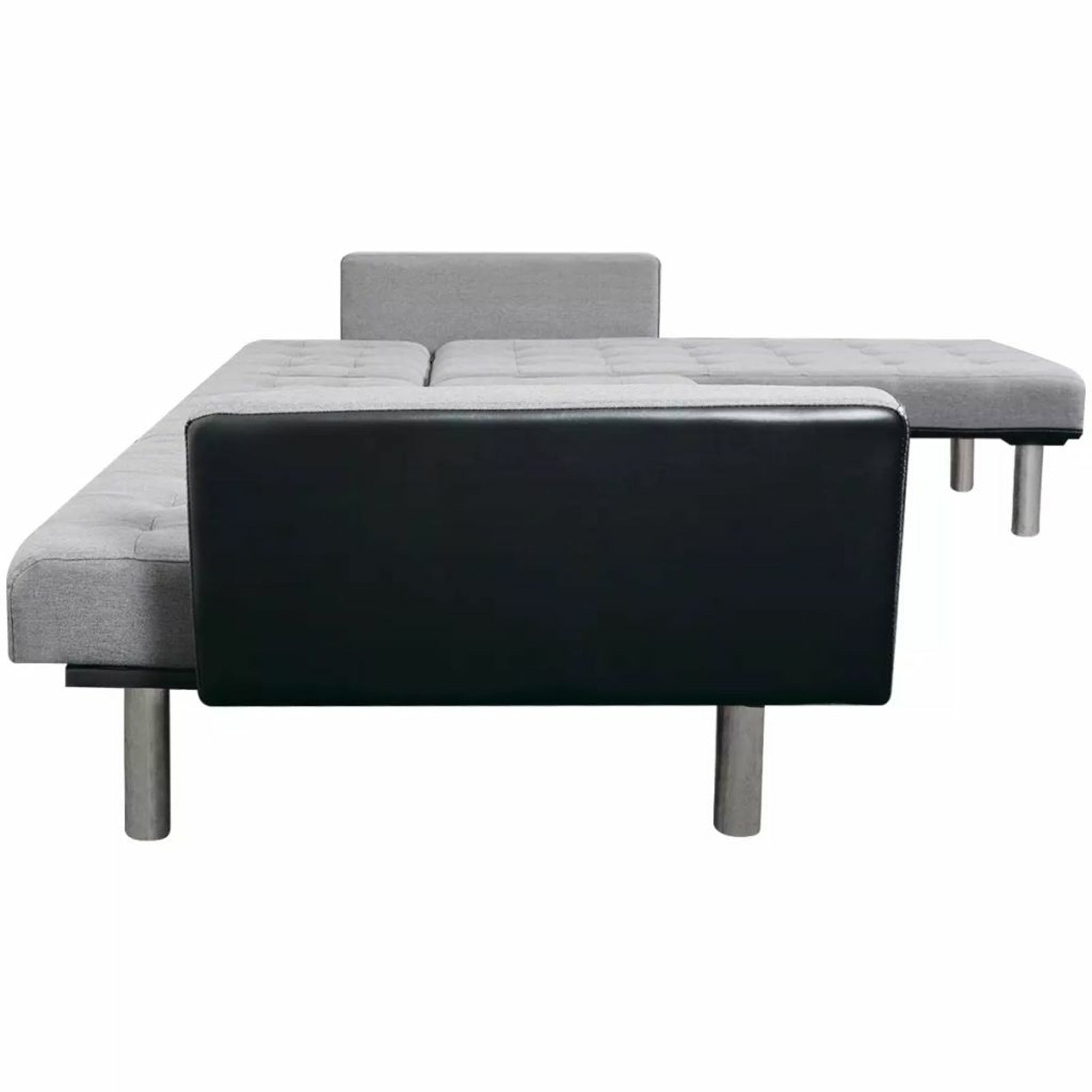 L-shaped Sofa Bed Fabric Black and Gray O73806