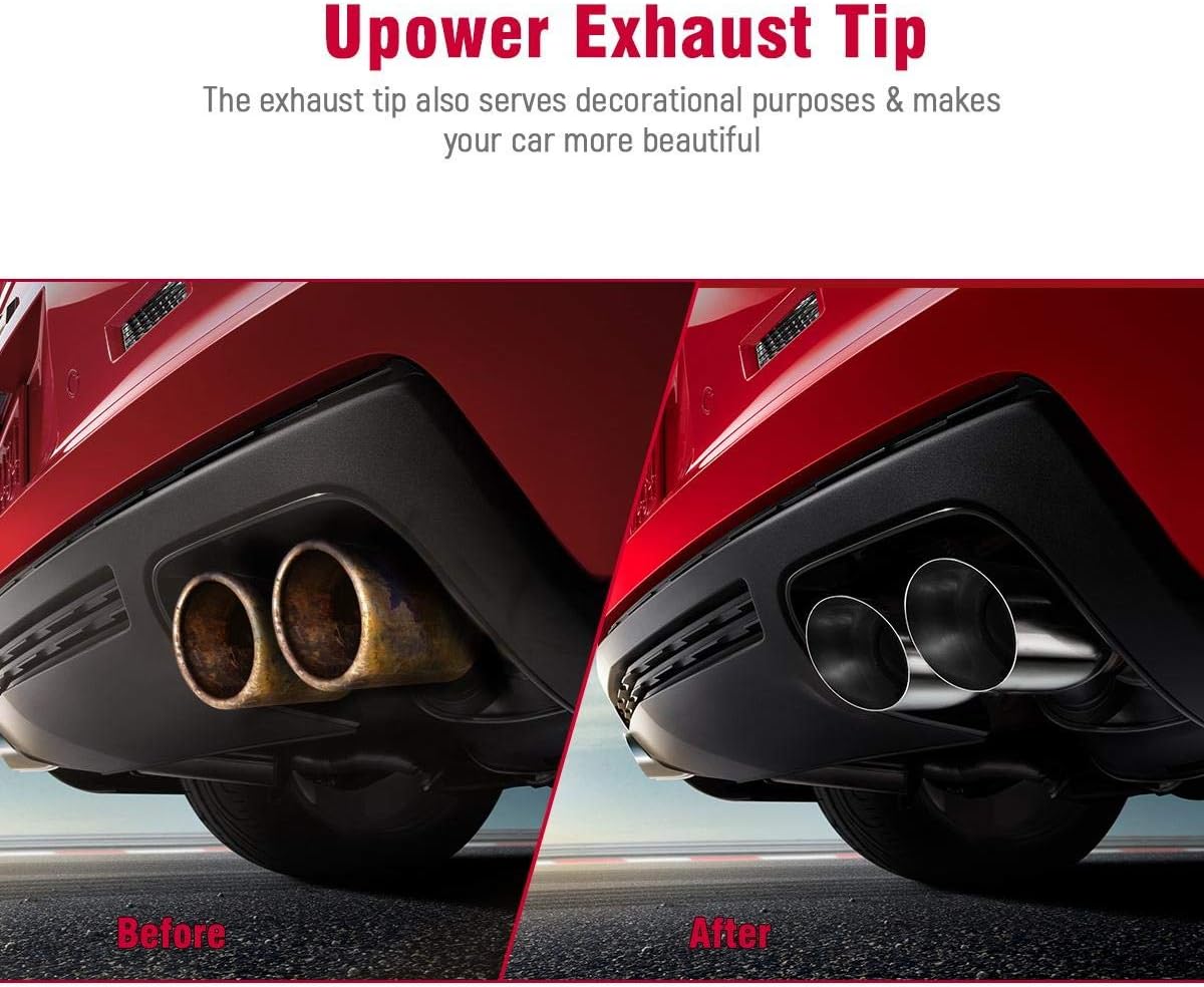 Pair of 304 Stainless Steel Dual Exhaust Tips, 2.5 inch Inlet, 3.5 inch Outlet, 10.25 inch Length, Pack of 2 B45353