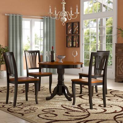 Solid Wood Dining Set Cherry Black 5 Pieces R71351