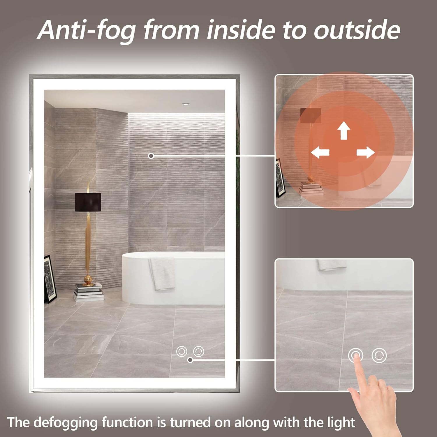 Anti Fog LED Bathroom Mirror with Dimmable Touch Switch T23938