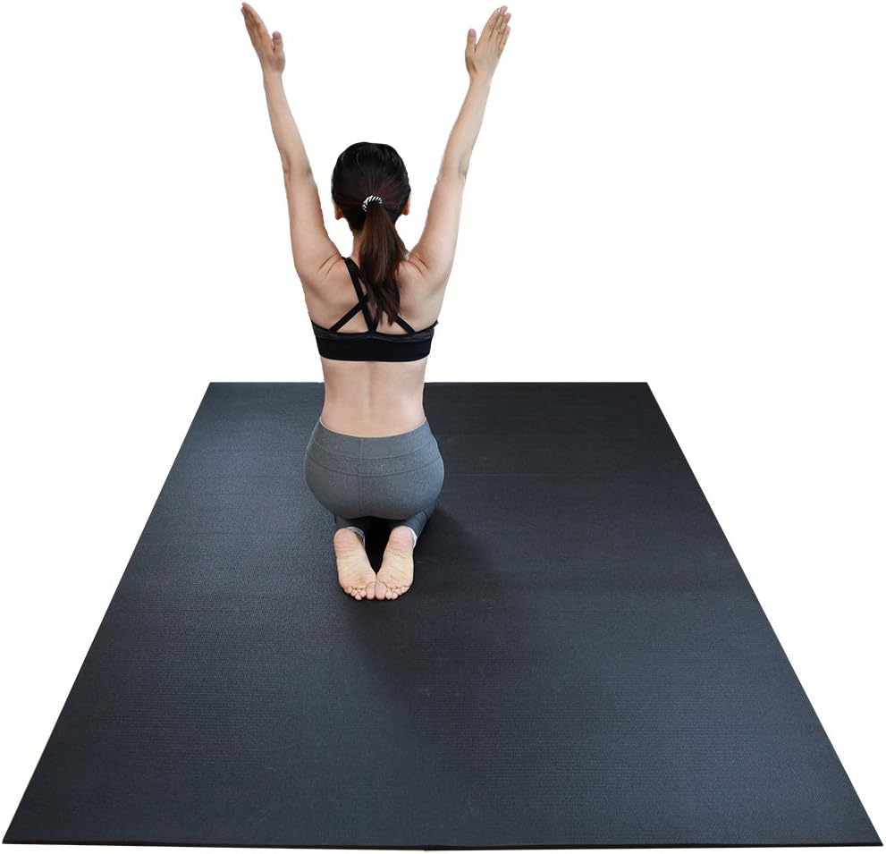 Extra Large Exercise Mat 8 x 5 feet 6 mm Thick High Density Black A21255