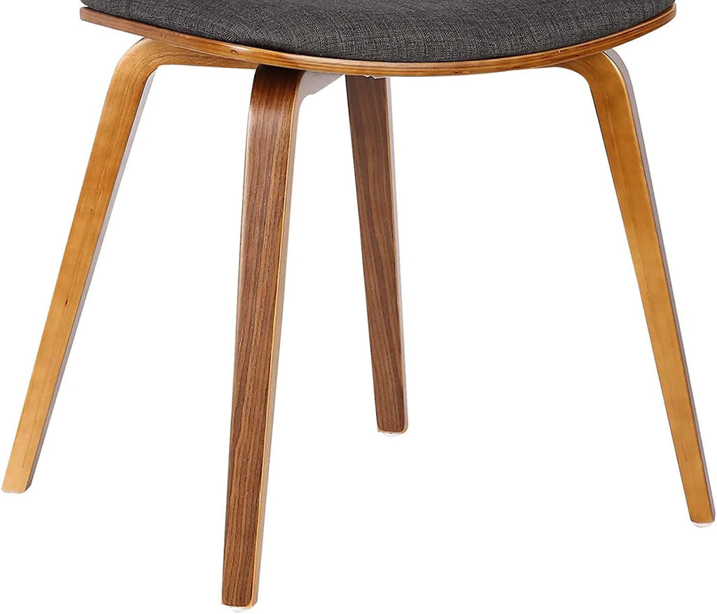 Walnut Wood & Charcoal Fabric Mid-Century Dining Chair F9265