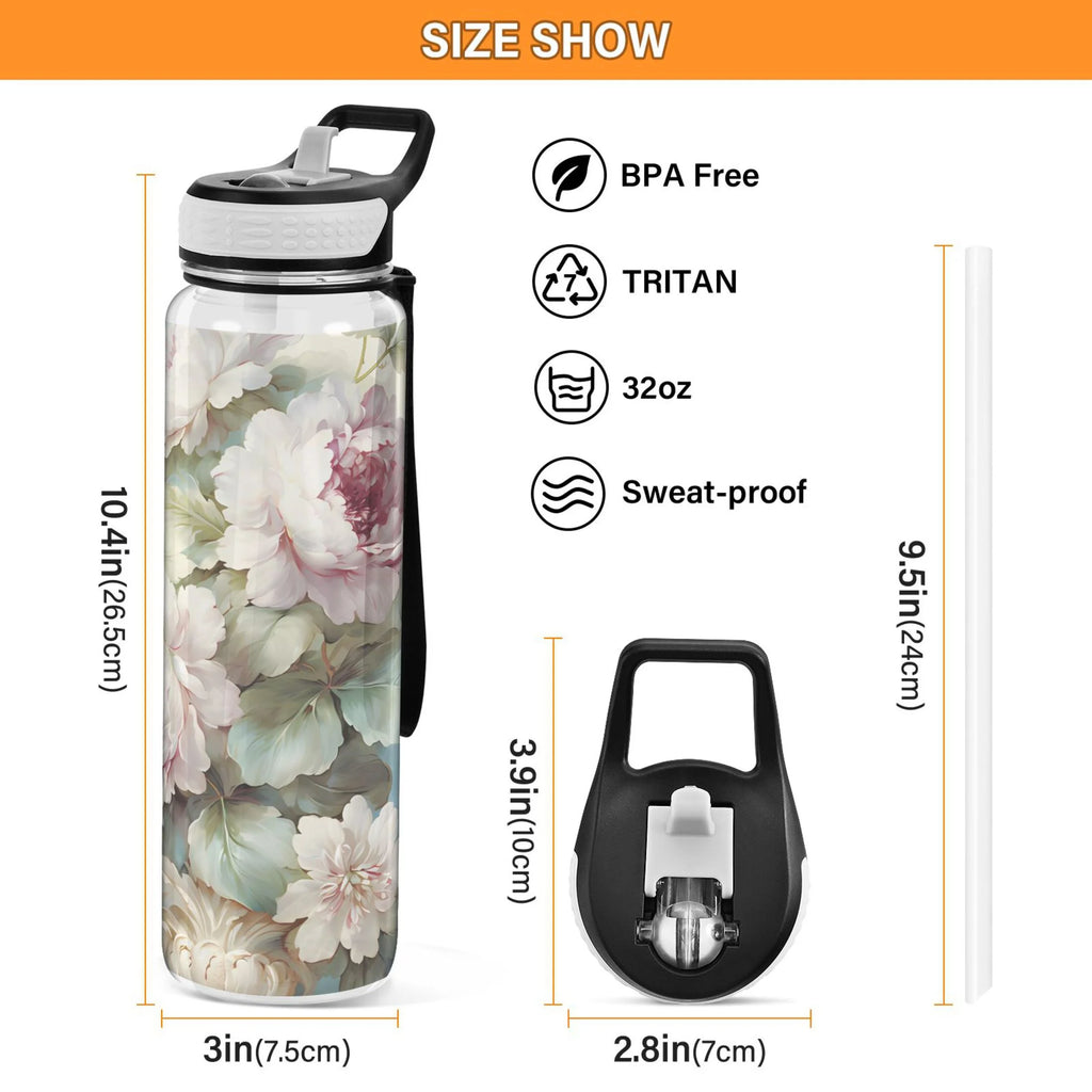 Clear 32oz Tritan Water Bottle with Straw K62190