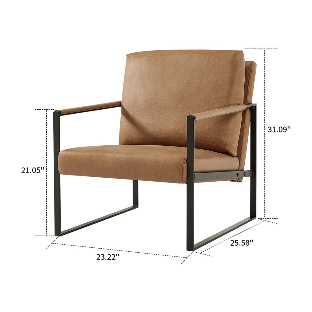 Camel PVC Leather Accent Chair with Metal Frame X13316