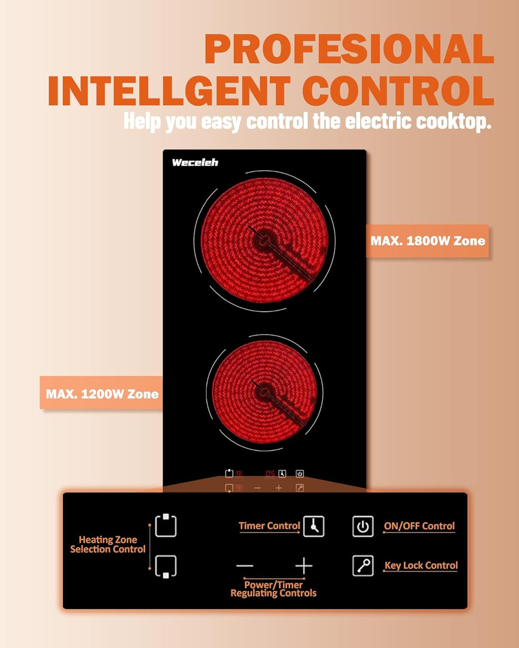 12 Inch 2 Burners Electric Cooktop E610004