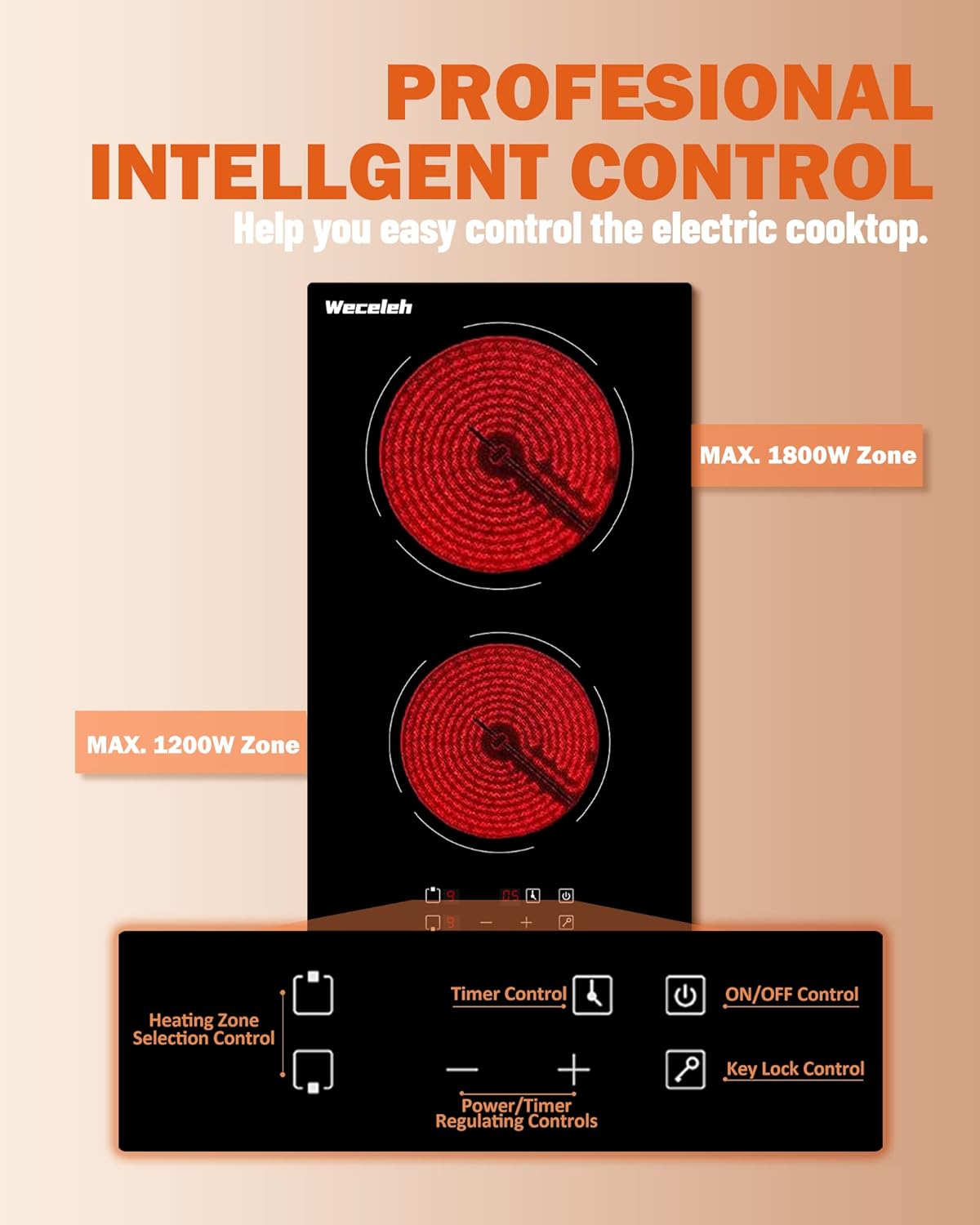 12 Inch 2 Burners Electric Cooktop E610004