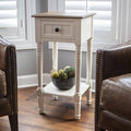 White/Medium Brown End Table Storage Q4459