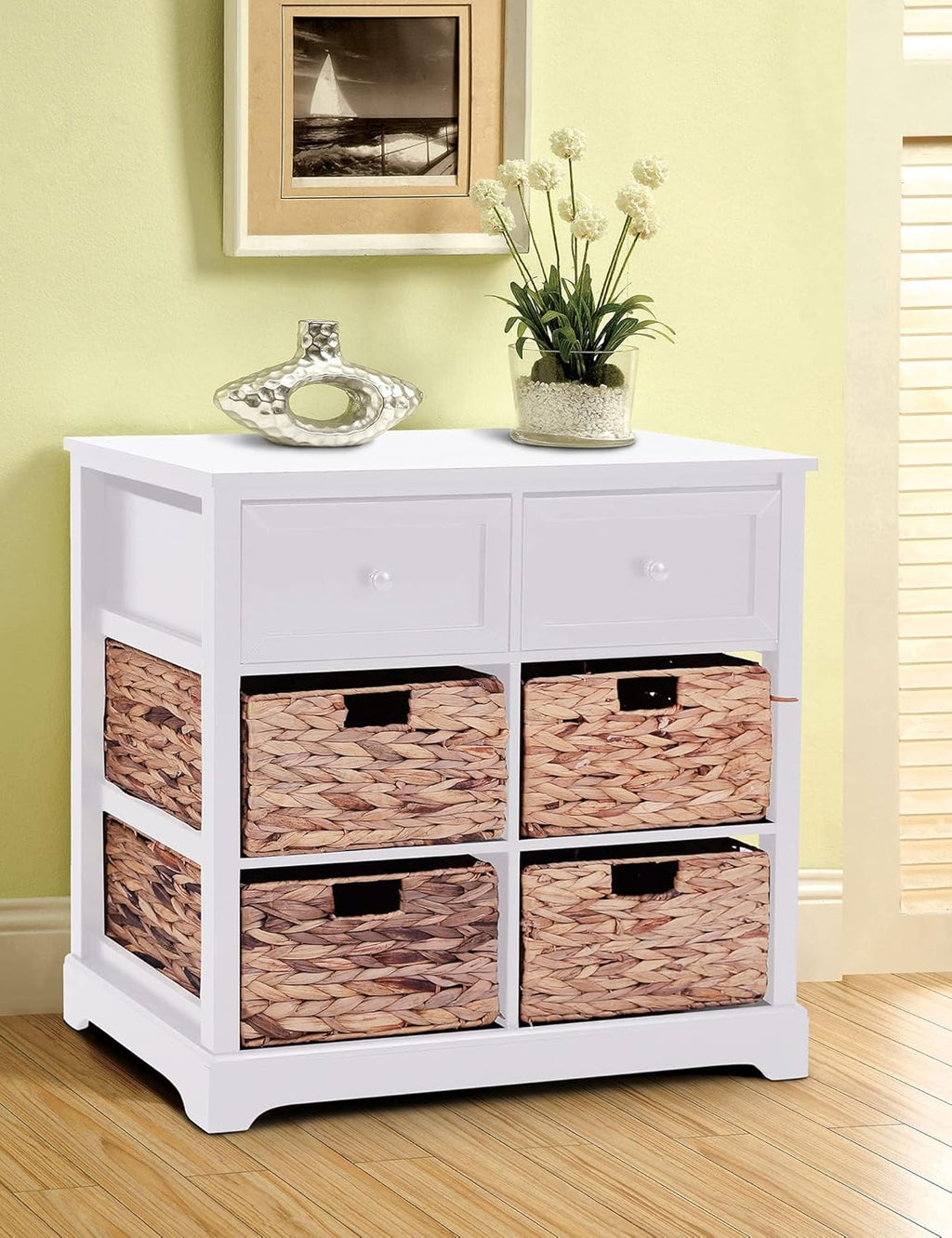 White Storage Cabinet with 1 Drawer & 3 Removable Baskets X64226