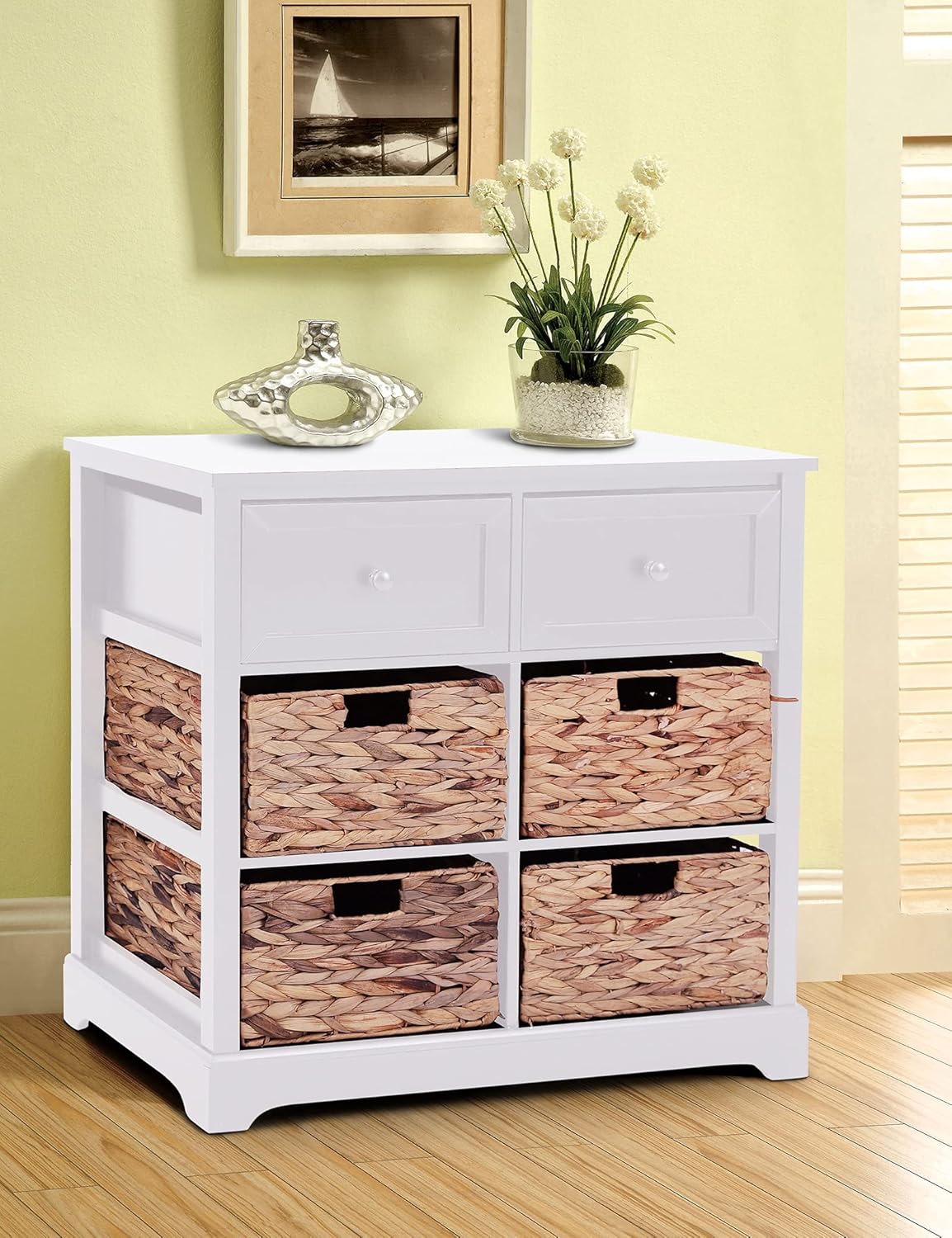White Storage Cabinet with 1 Drawer & 3 Removable Baskets X64226