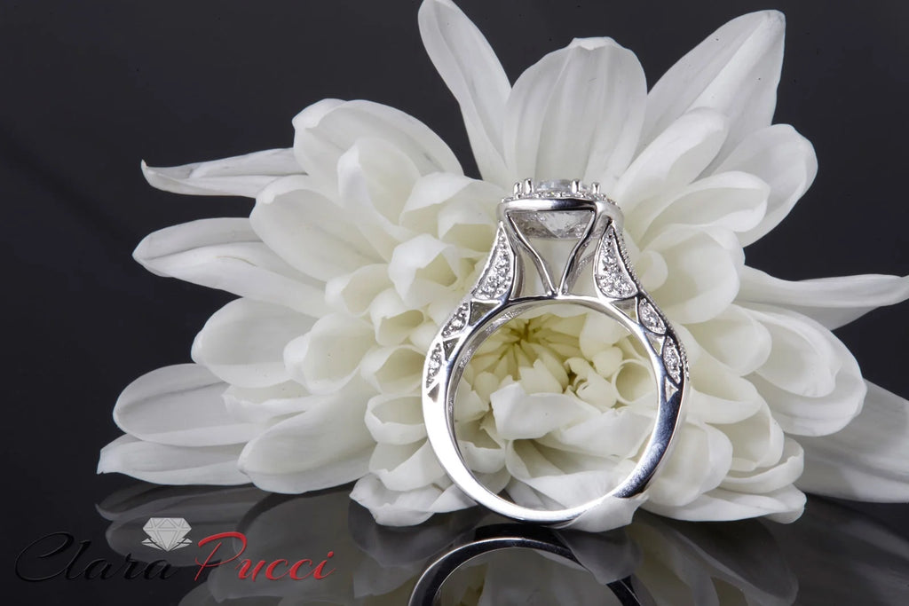 18k White Gold Simulated Alexandrite Halo Ring G17245
