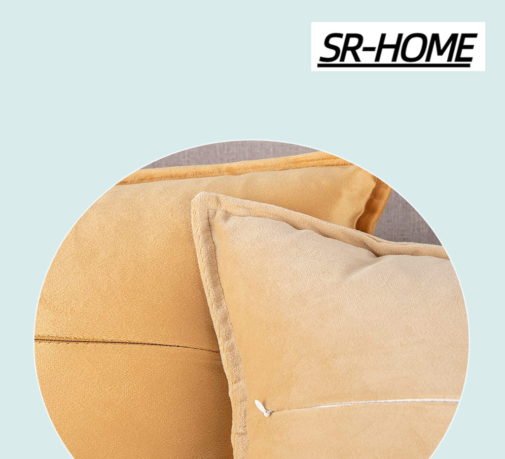 Set of 2 Velvet Decorative Throw Pillow Covers Square with Fringe Cushion Case M89702