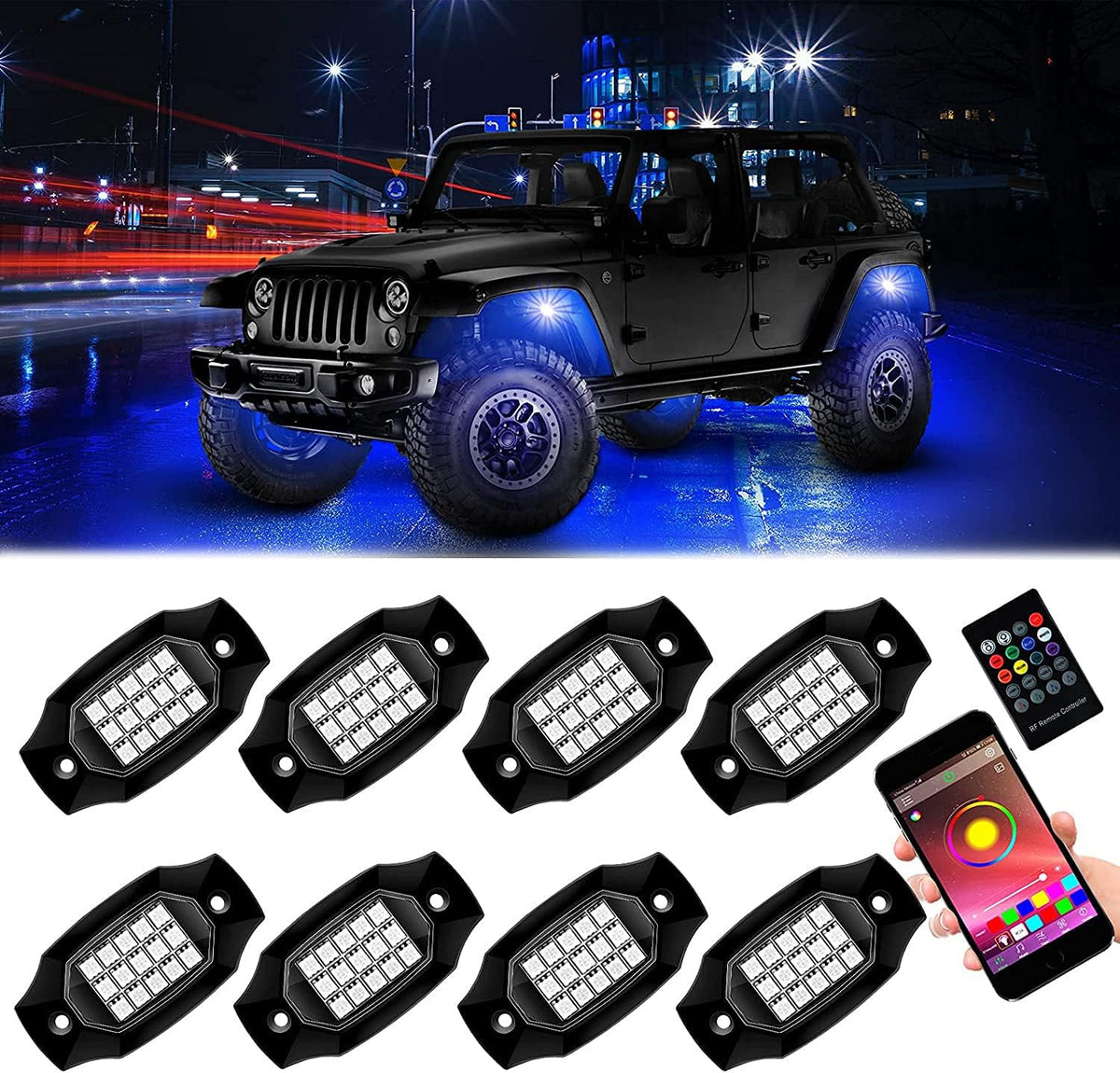 8 Pods Waterproof RGBW LED Car Underglow Light Kit D847