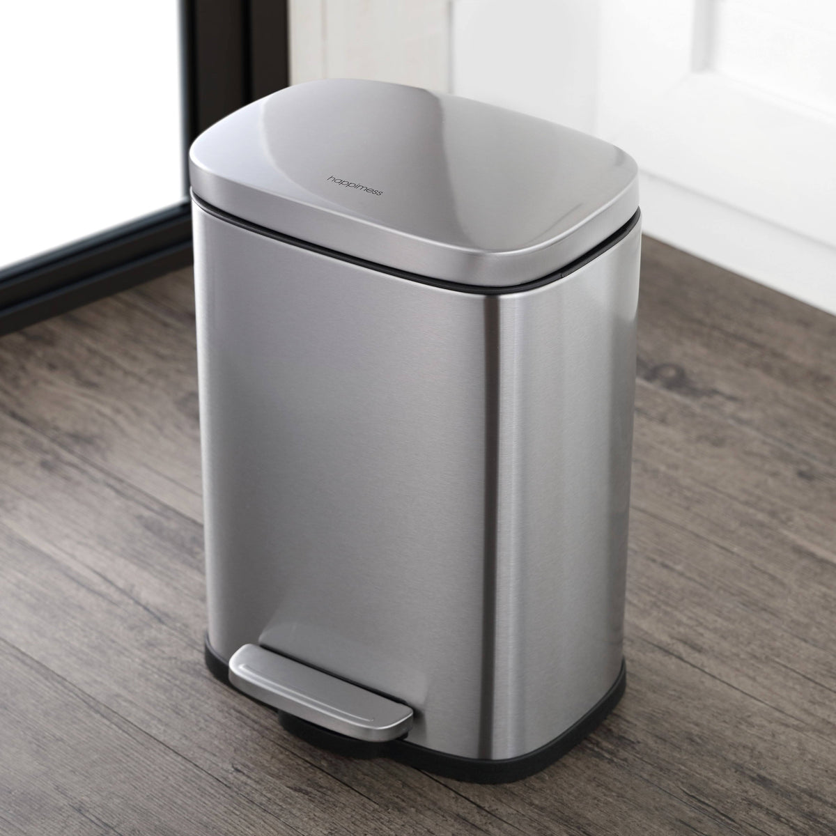 Rectangular 13-Gallon Stainless Steel Trash Can with Soft-Close Lid Z6786