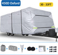 450D Double Oxford Cloth Travel Trailer RV Cover with Lashing Straps Z69816