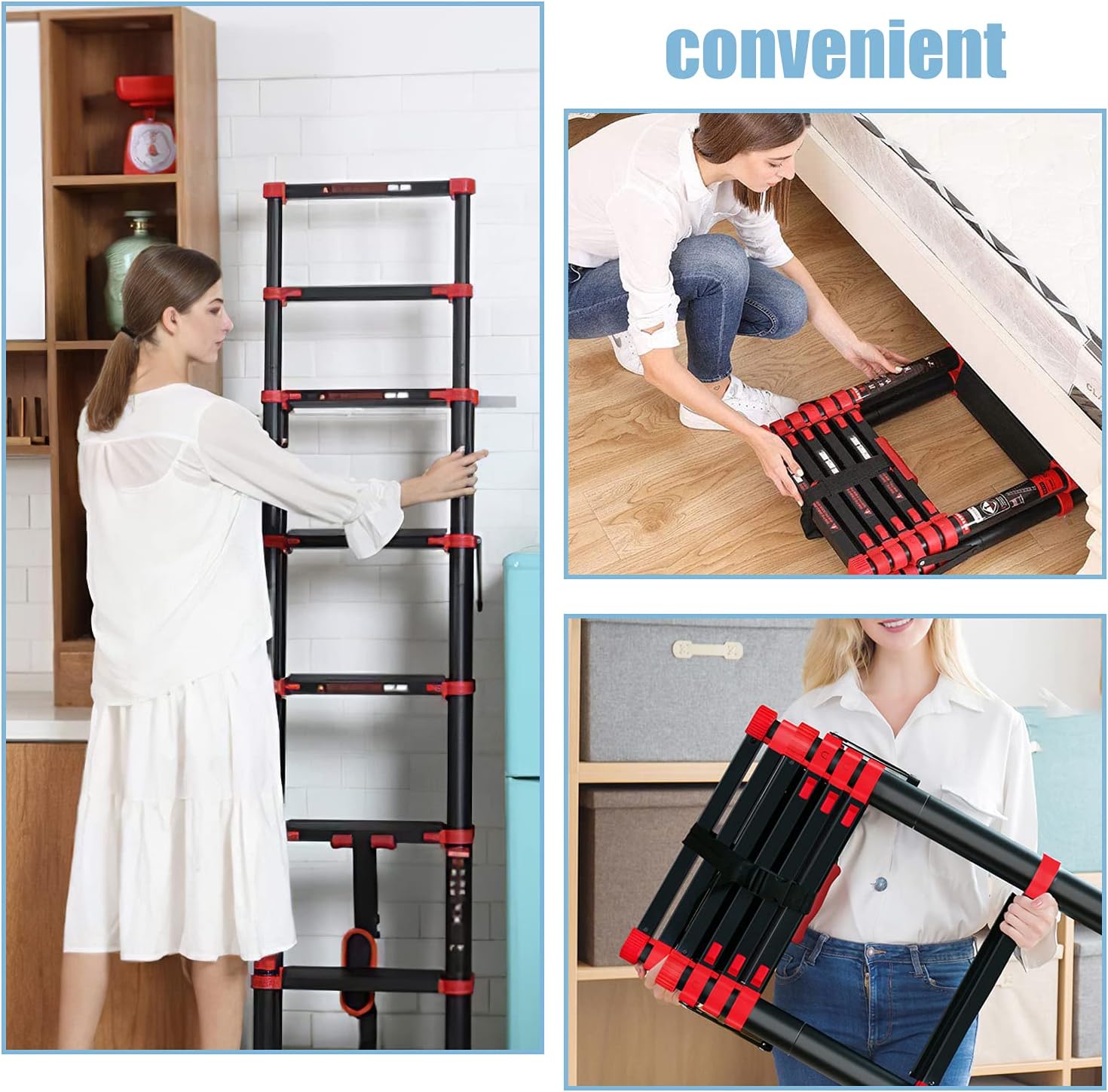 Telescopic Ladder 7+9 Aluminum A-Frame Extension Ladder, 330 Pound Capacity P72087