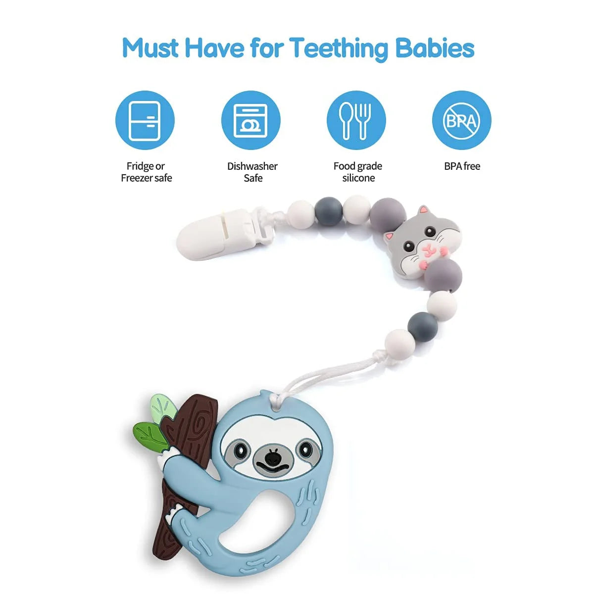 Silicone Baby Teething Toys with Pacifier Clip Holder Set L259