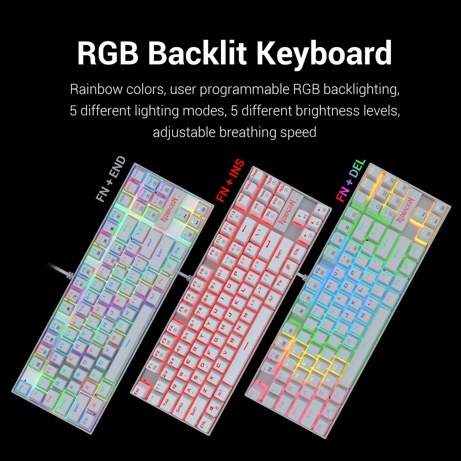 White 87 Key RGB Mechanical Gaming Keyboard N2818