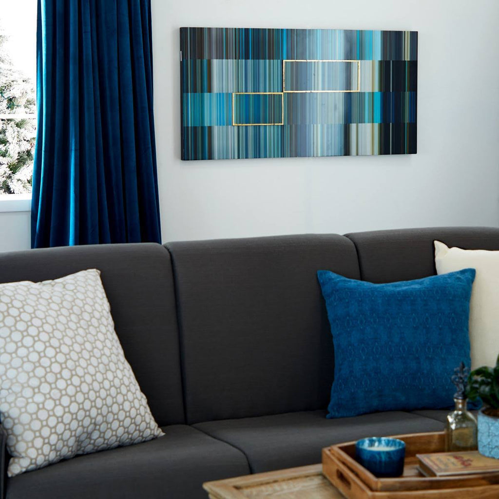 Blue Contemporary Abstract Wood Wall Decor O50822