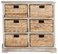 Vintage White Wicker Basket Storage Chest N416