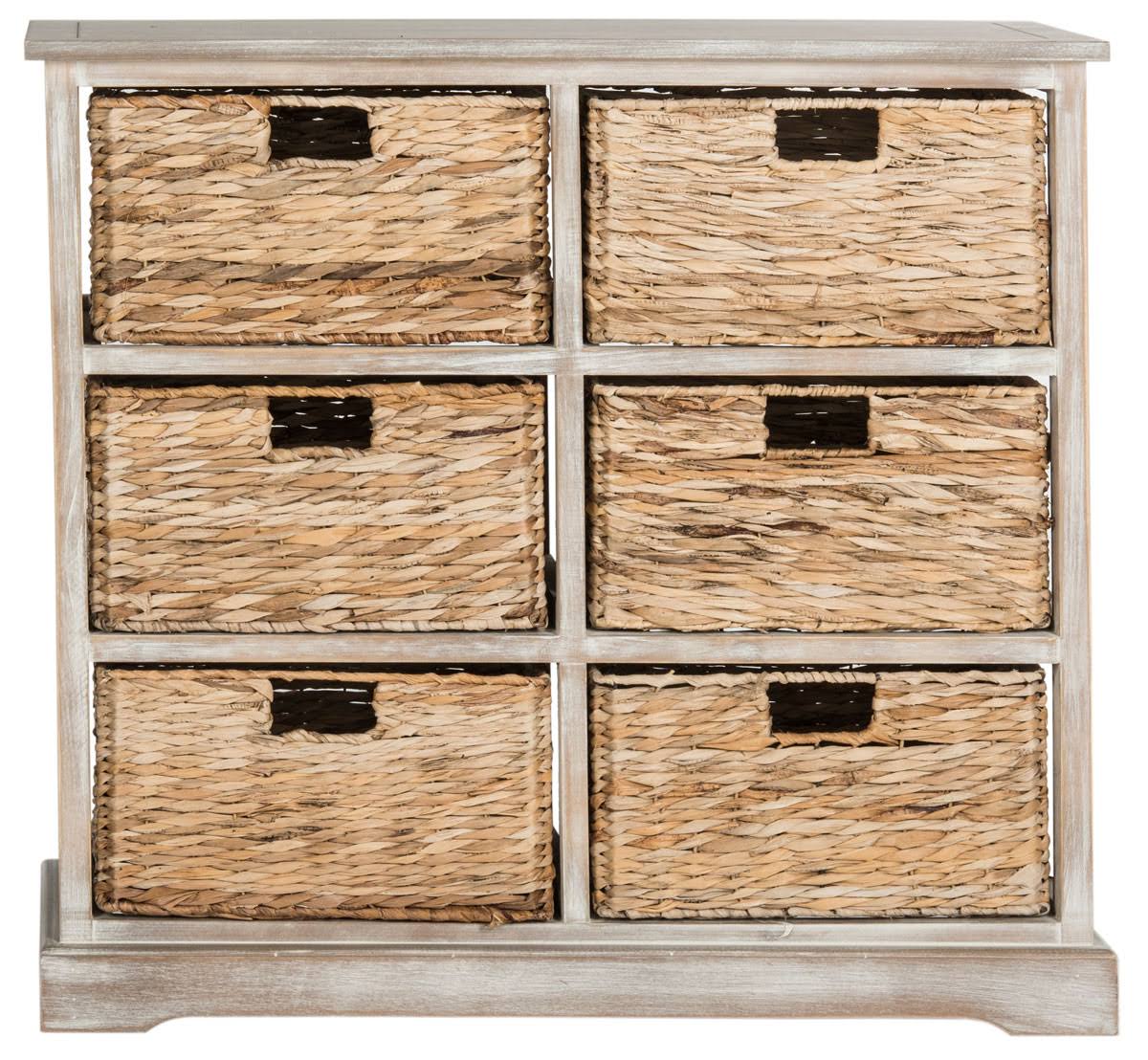Vintage White Wicker Basket Storage Chest N416