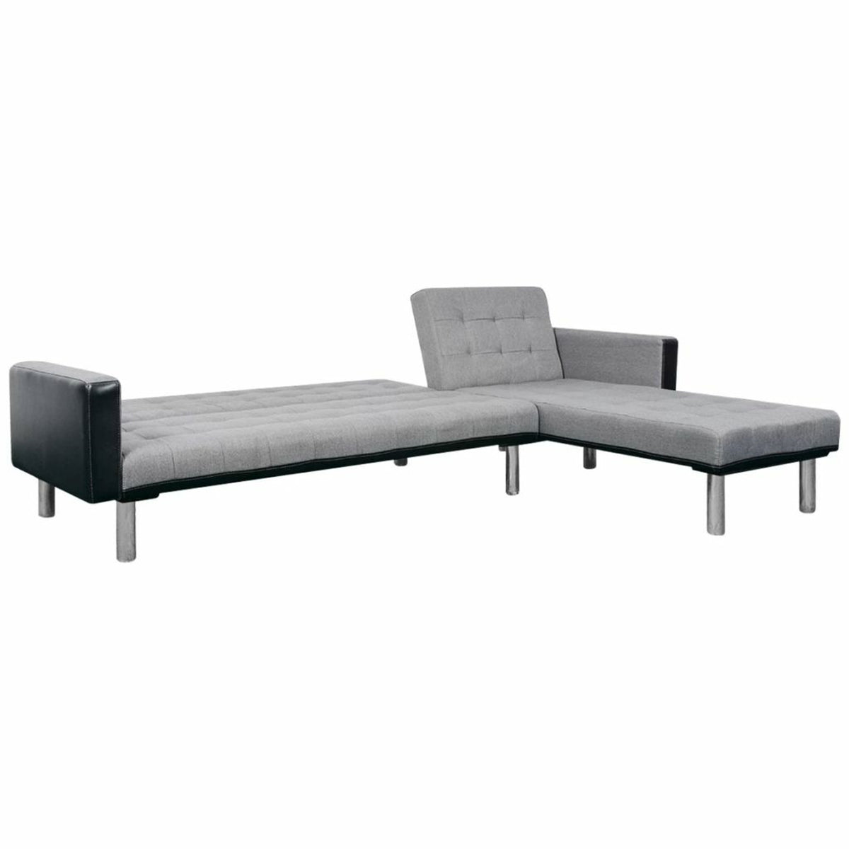 L-shaped Sofa Bed Fabric Black and Gray O73806