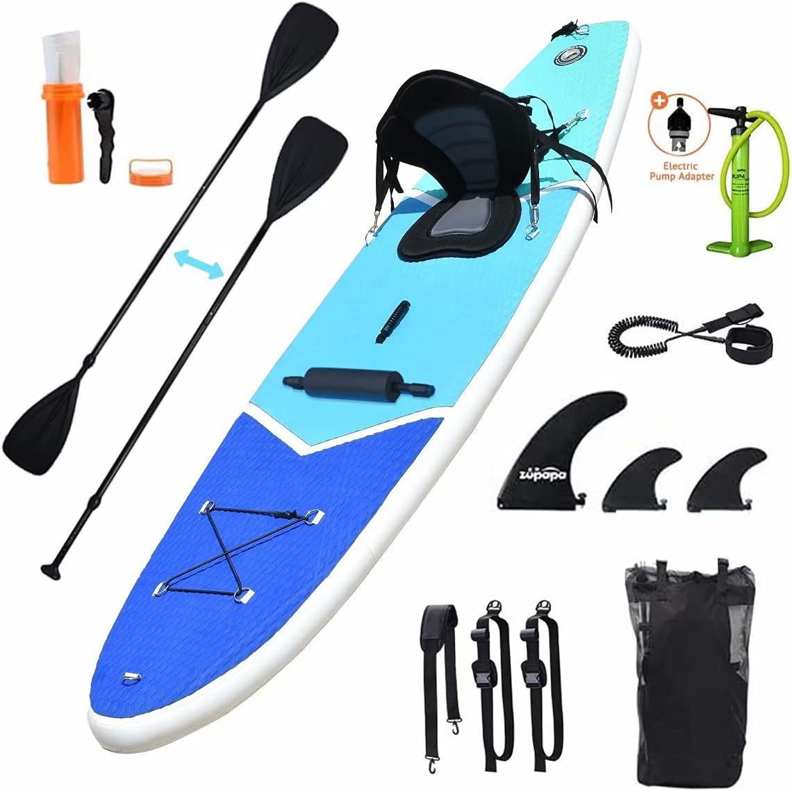 Inflatable Paddle Board 10FT Stand Up Paddleboard with Kayak Seat Non-Slip Deck S341600