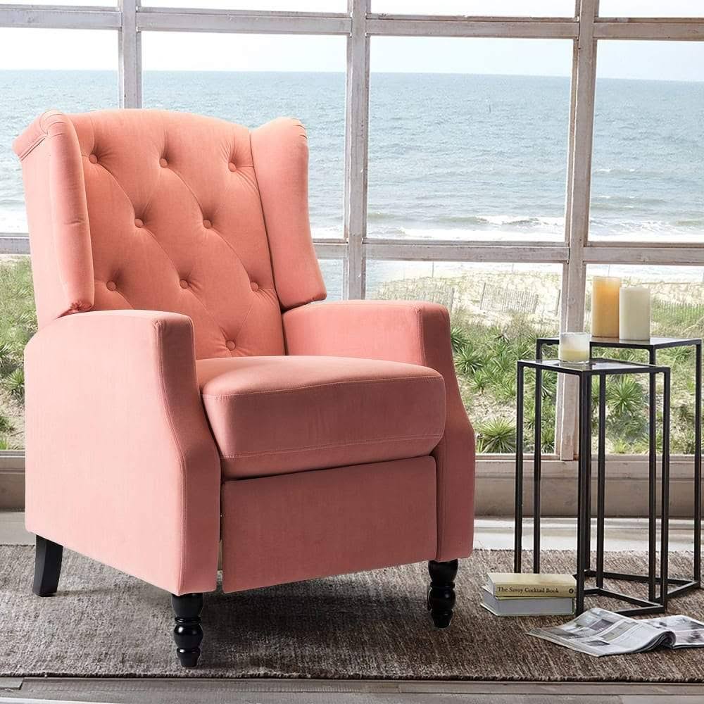 Pink Tufted Manual Recliner C16822