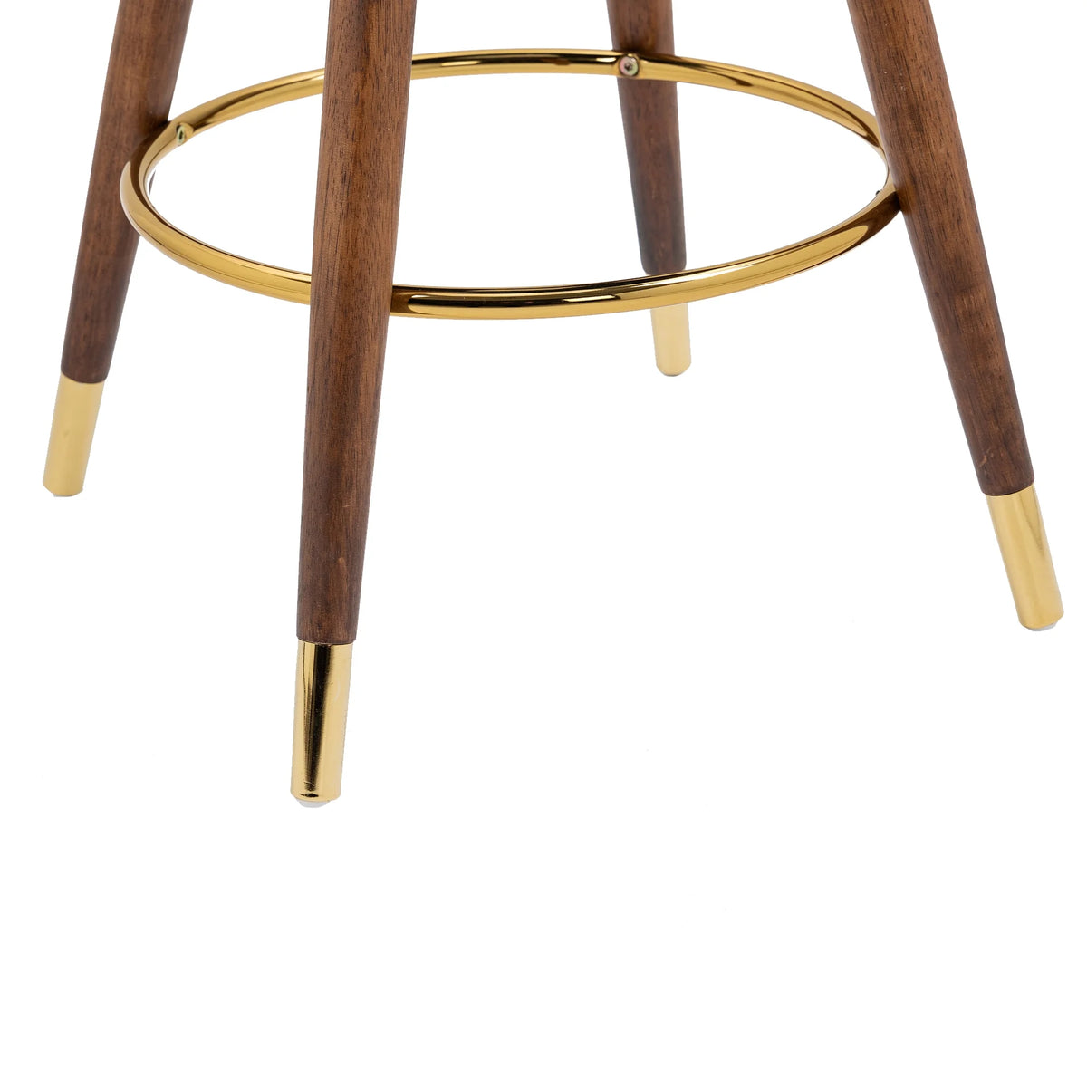 Emerald Velvet Swivel Bar Stools Set of 2 with Back Wood Legs Footrest Counter Height Armless Tall Stool N99234