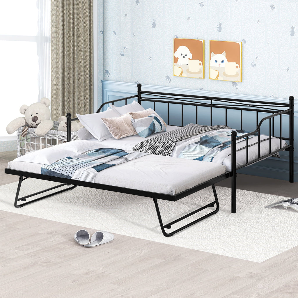 Black Twin Size Metal Daybed with Trundle E633070