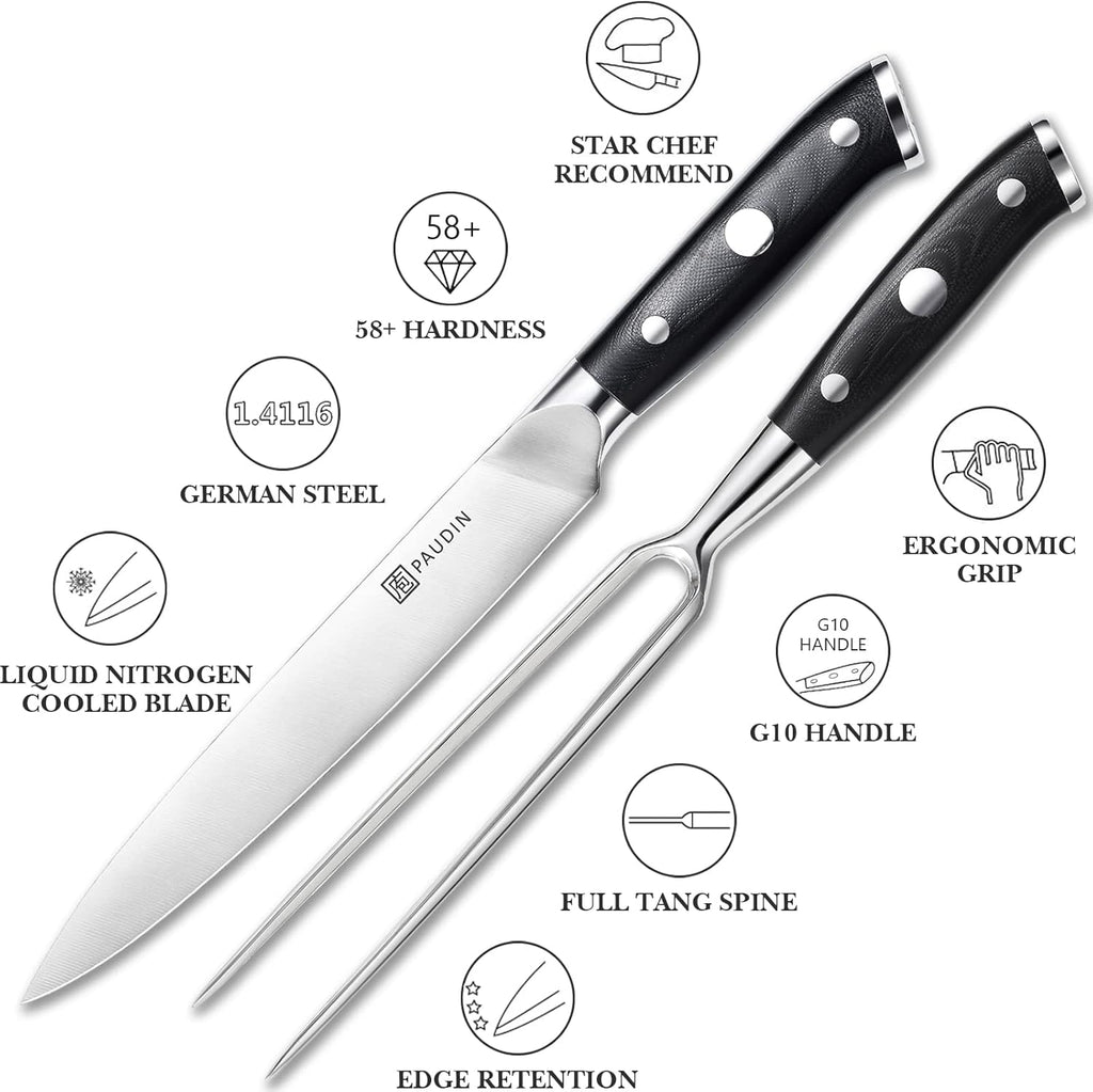 Carving Knife and Fork Set, German High Carbon Stainless Steel, Full Tang K596656