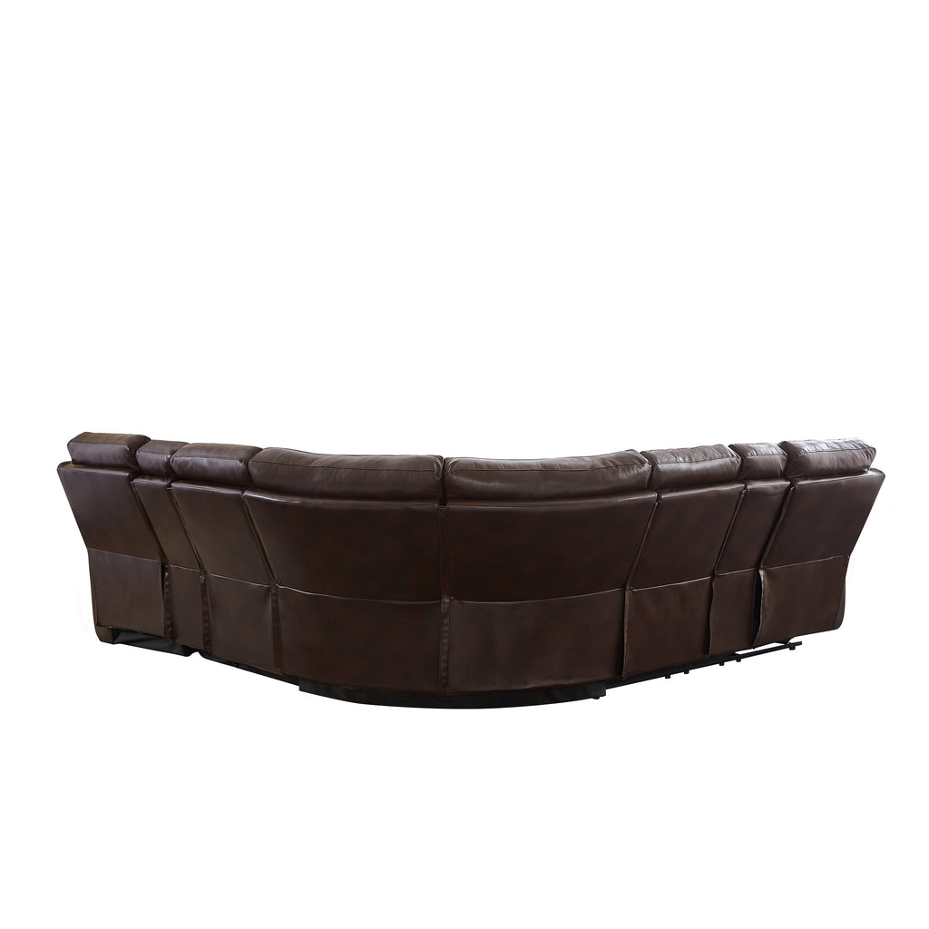 Faux Leather Reclining Sectional Sofa with Cup Holder & Storage L8797