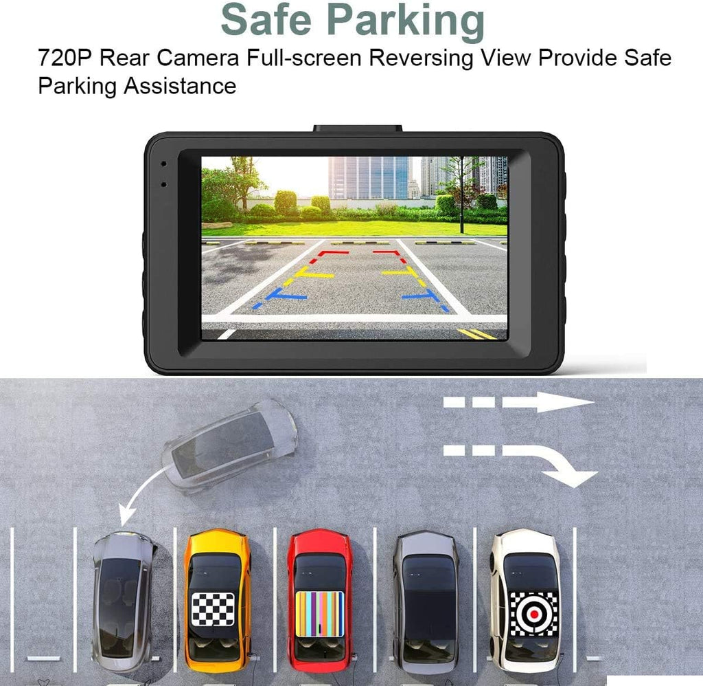 Dash Cam Front and Rear 1080P Full HD Dual Dash Cam 3 IPS Screen Night Vision 170° Wide Angle Motion Detection Parking Monitor G-Sensor with SD Card Pack of 2 U851175