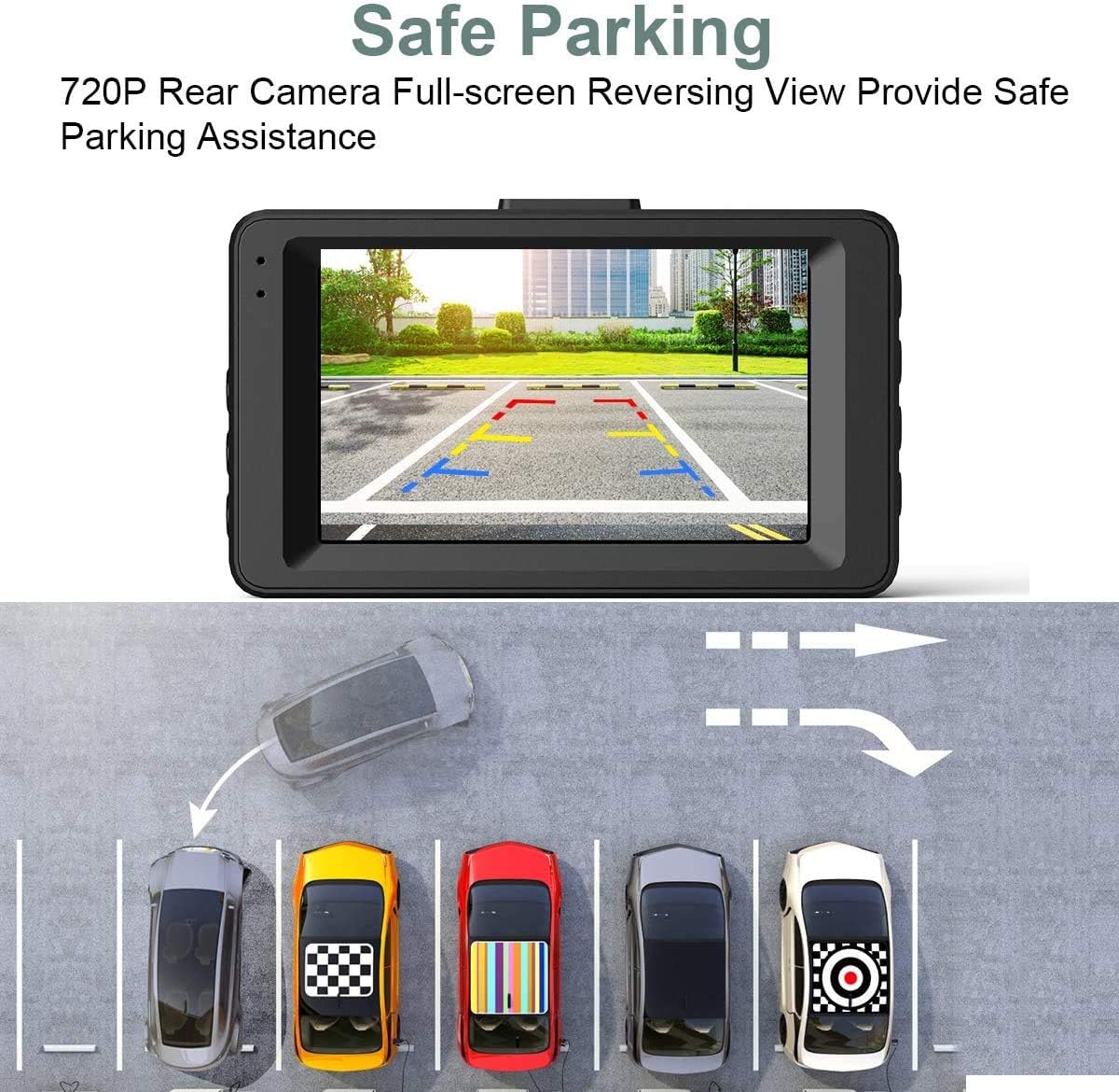 Dash Cam Front and Rear 1080P Full HD Dual Dash Cam 3 IPS Screen Night Vision 170° Wide Angle Motion Detection Parking Monitor G-Sensor with SD Card Pack of 2 U851175