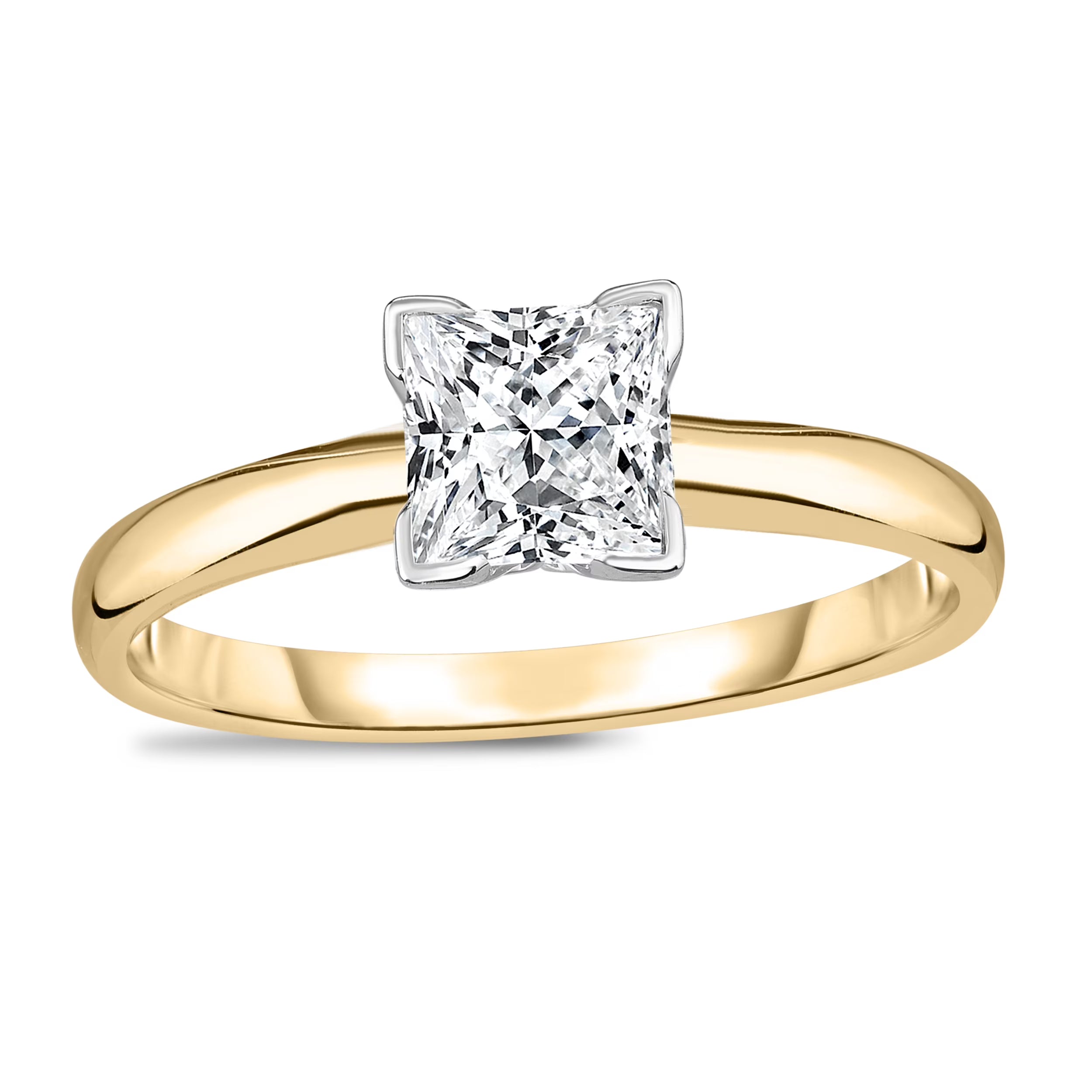 14K Gold Princess-Cut Diamond Solitaire Engagement Ring T103441
