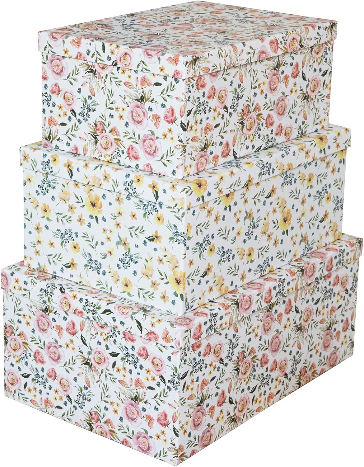 Summer Bouquet Set of 3 Paperboard Nesting Boxes Q665