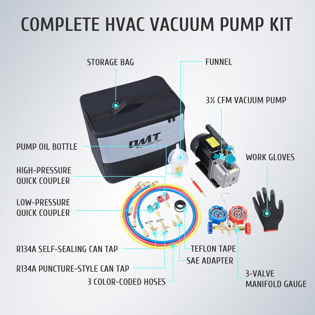 3 Way AC Gauges with 3.5cfm Vacuum Pump M399660
