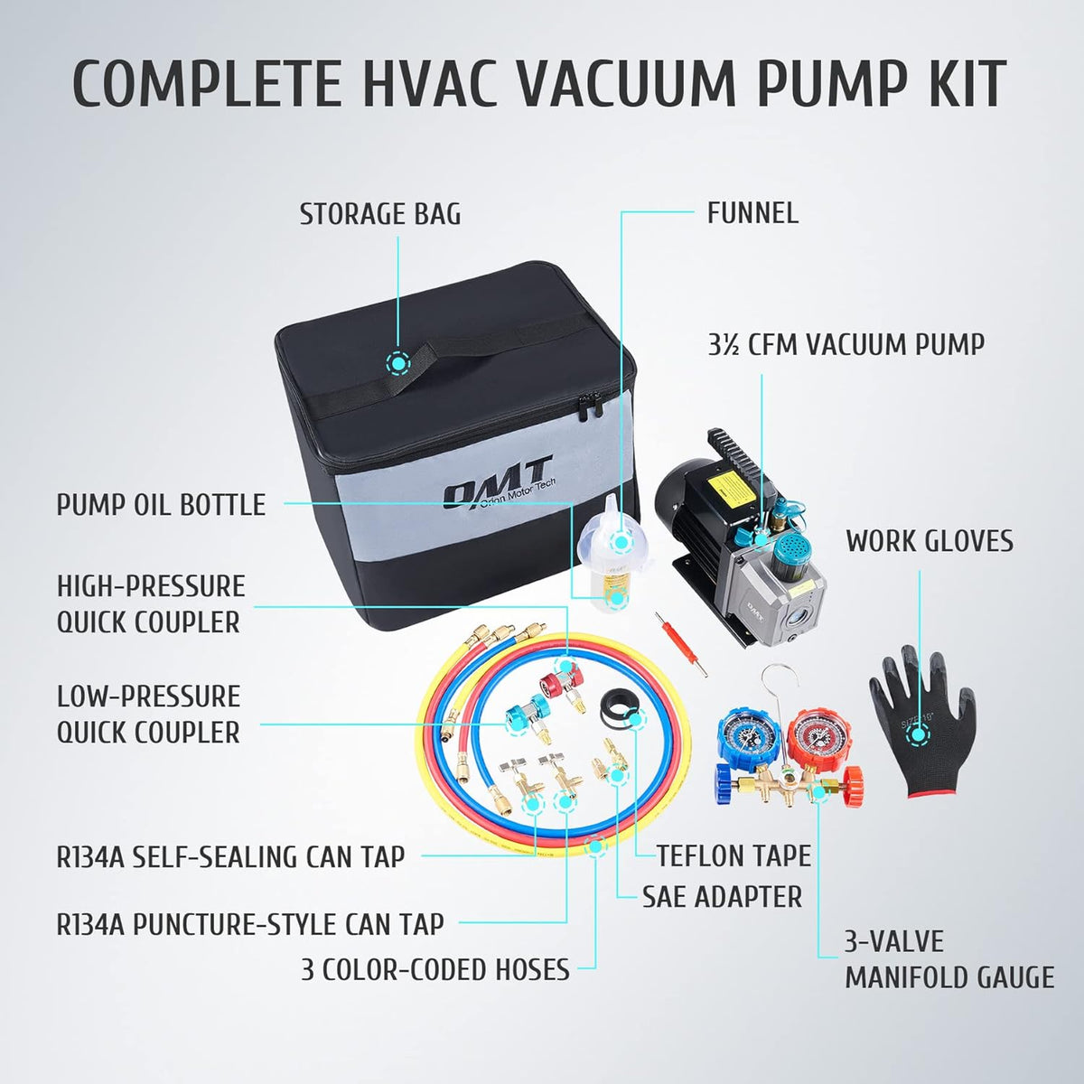3 Way AC Gauges with 3.5cfm Vacuum Pump M399660