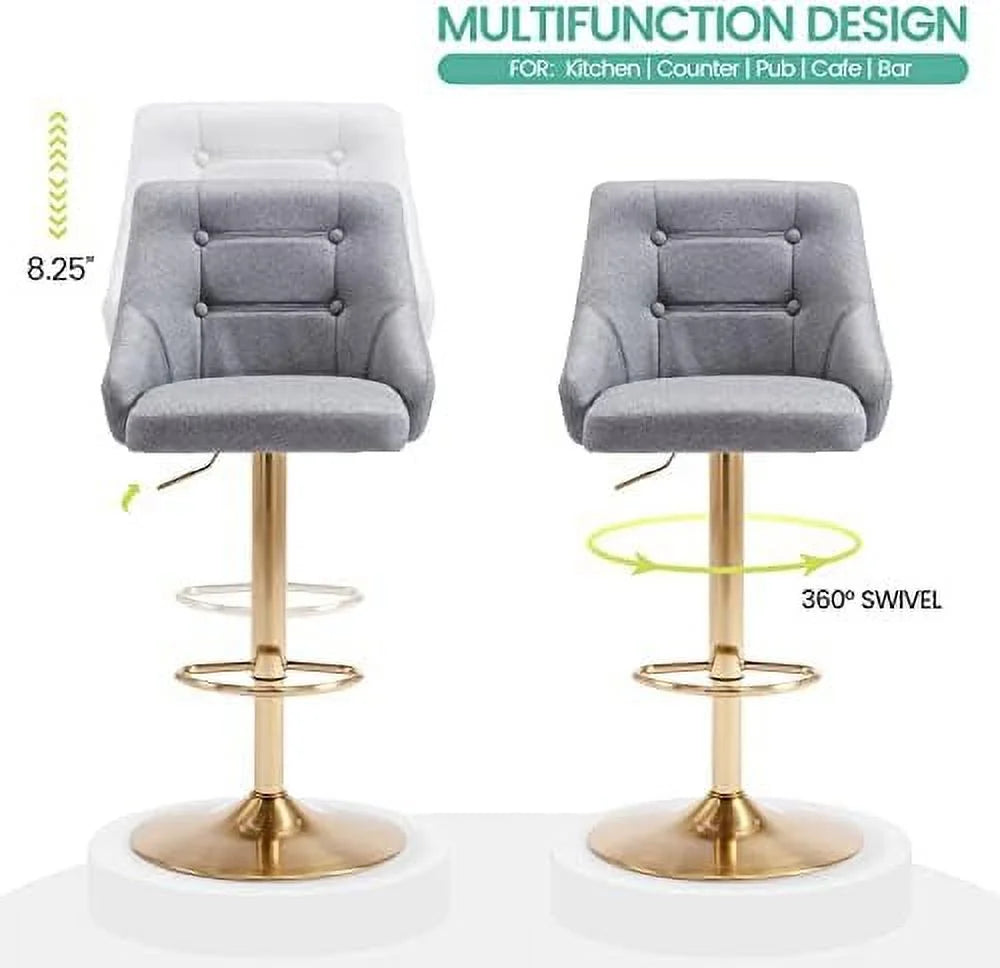 Dark Green Black Fabric Tufted Swivel Barstool T46556