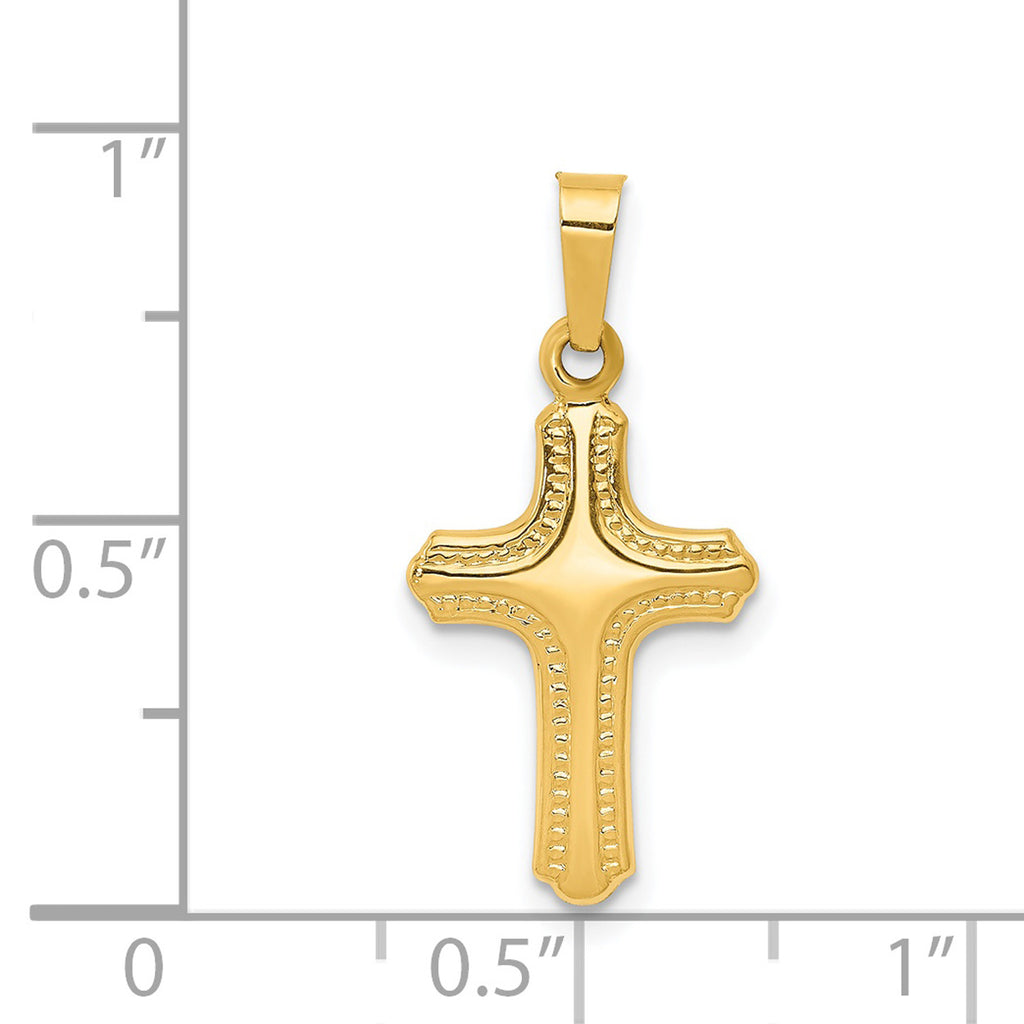 14K Yellow Gold Polished And Textured Cross Pendant Charm Q6019