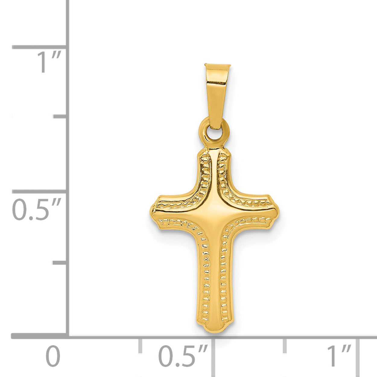 14K Yellow Gold Polished And Textured Cross Pendant Charm Q6019