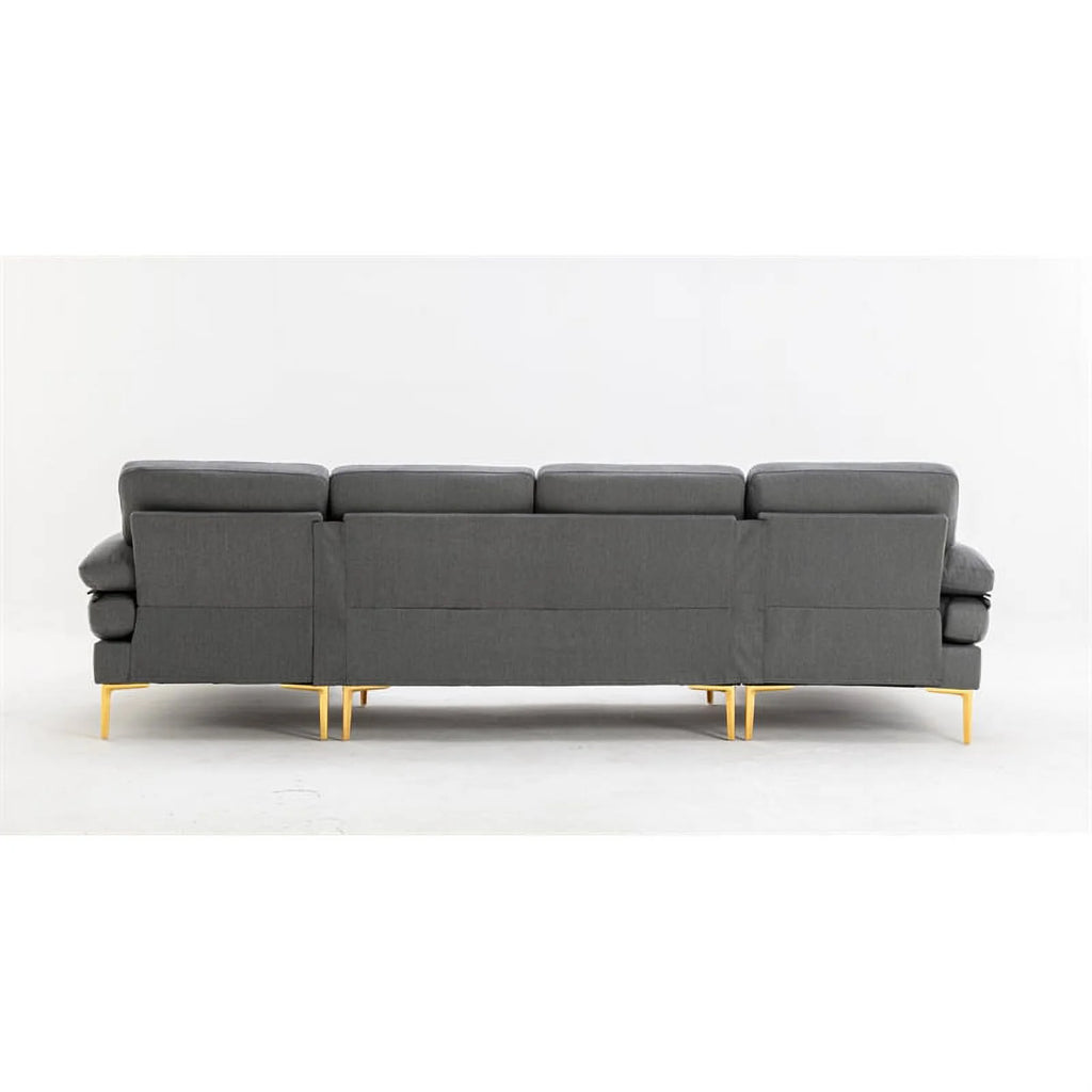 Gray Fabric Linen Blend Sectional Sofa with Chaise B290227