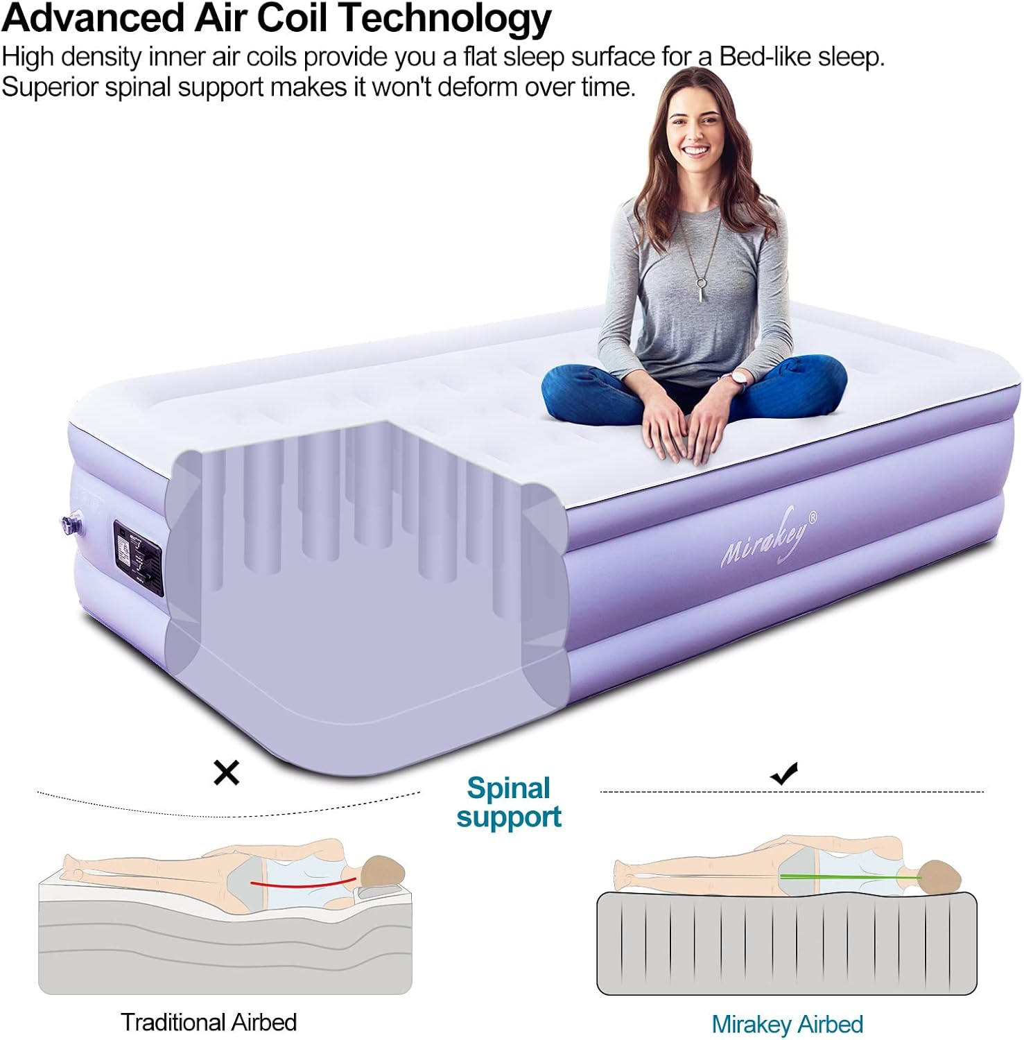 Light Blue Twin Air Mattress with Built in Pump, Pack of 2 J747