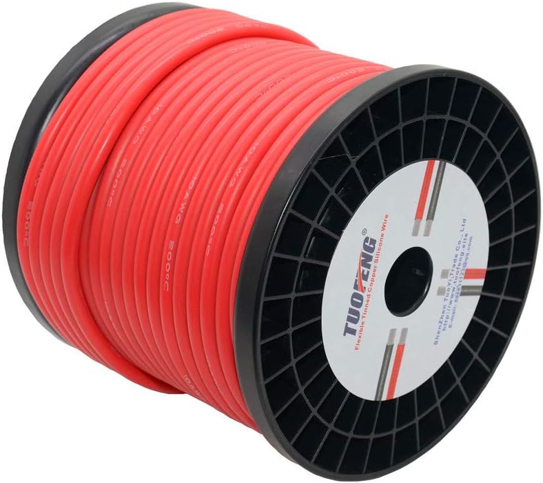 10 AWG Silicone Wire 90 Feet Red Stranded Tinned Copper Wire, Pack of 2 V7722