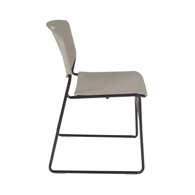 Grey Round Breakroom Table & 4 Stack Chairs I554