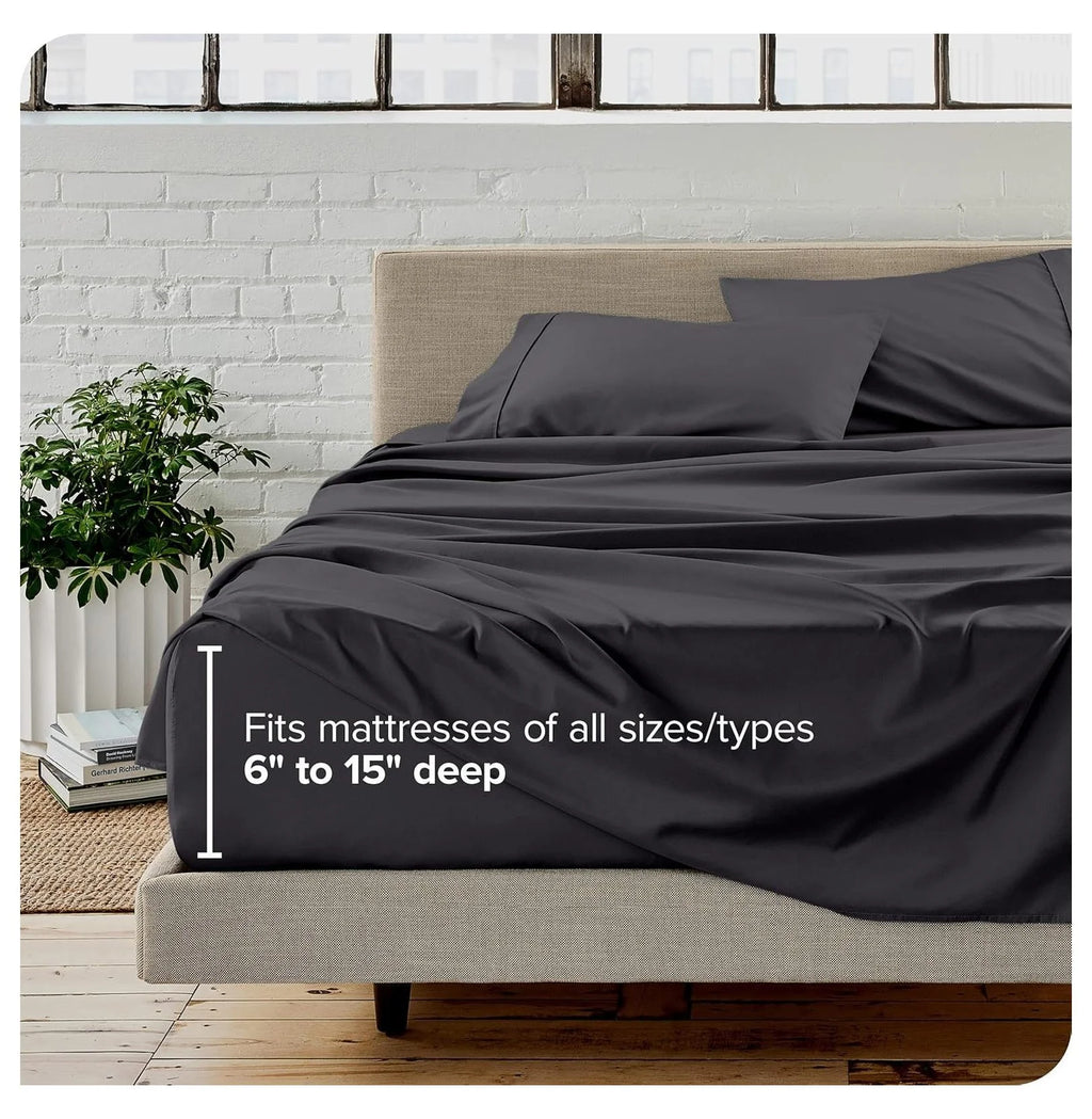Short Queen 4 Piece Microfiber Sheet Set with Deep Pockets L7101