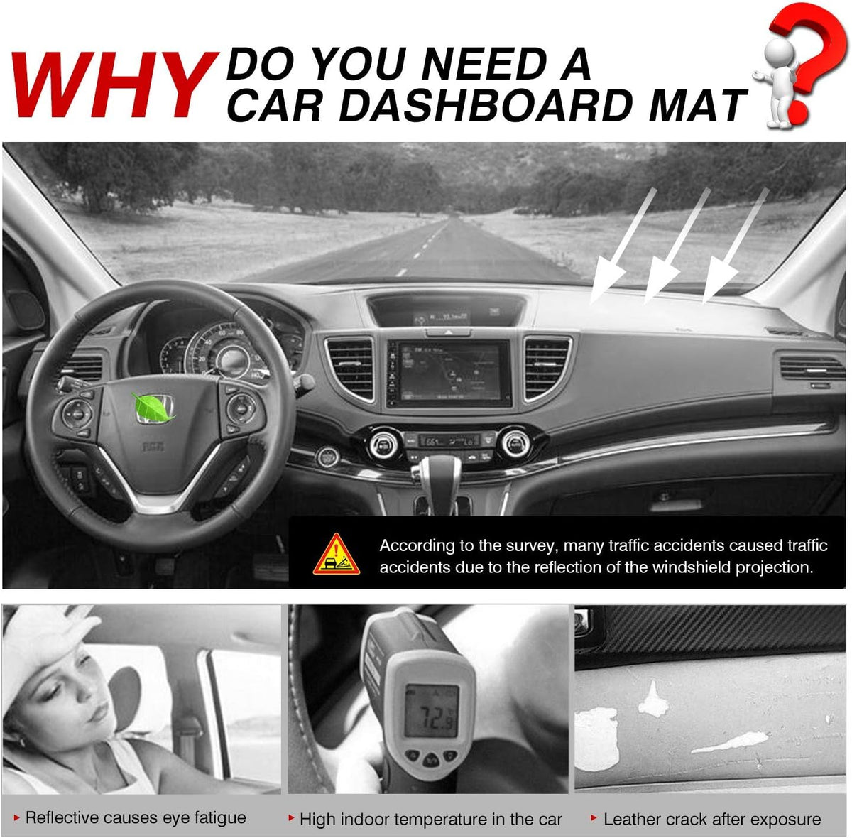 Flannel Dashboard Cover Nonslip Dash Mat Protector Y55586