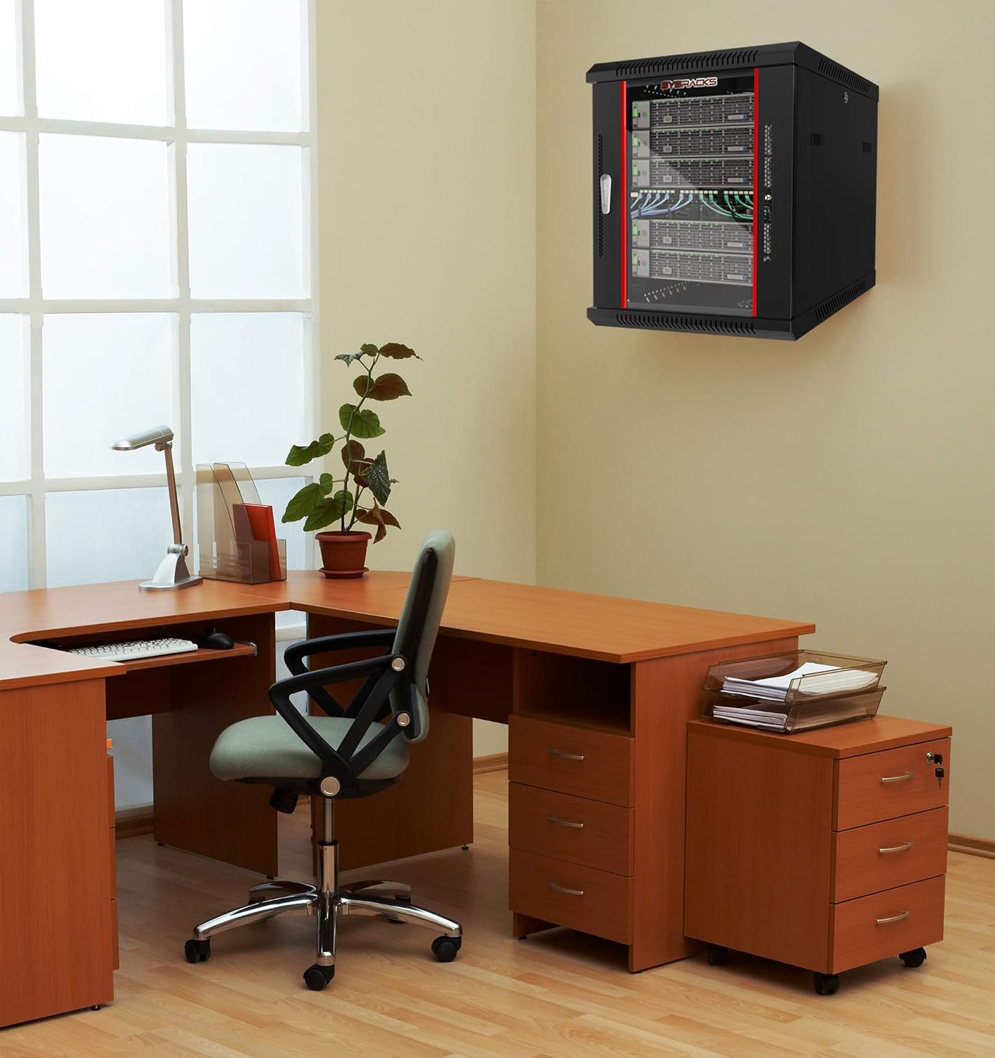 Locking Wall Mount Server Rack 12U with Casters and Shelf V780