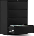 Black Four Drawers Steel Lateral File Cabinet with Lock W554